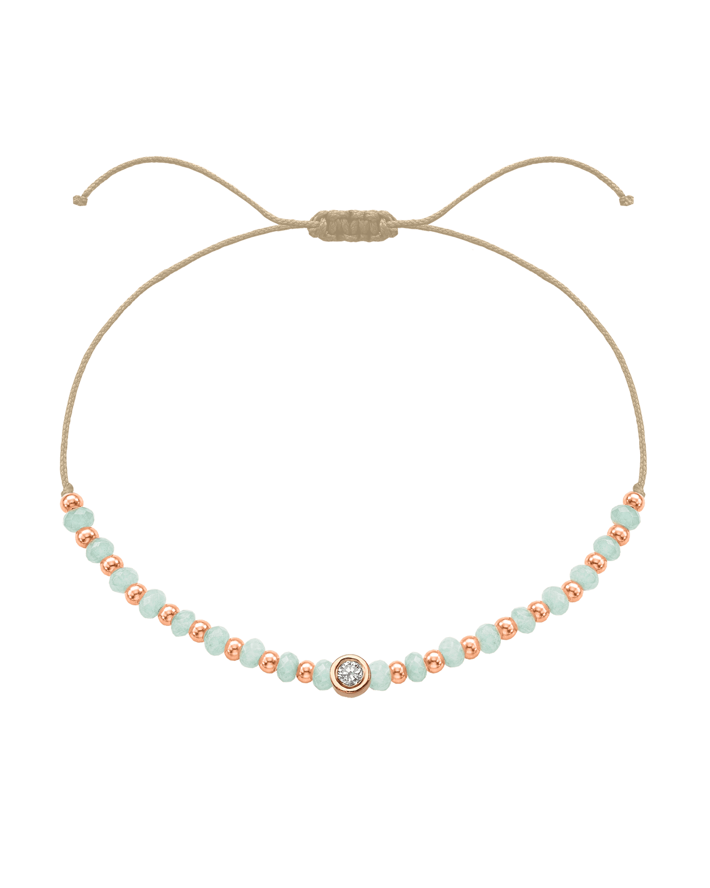 Apatite Gemstone String of Love Bracelet for Inspiration - 14K Rose Gold Bracelets 14K Solid Gold Beige Medium: 0.04ct