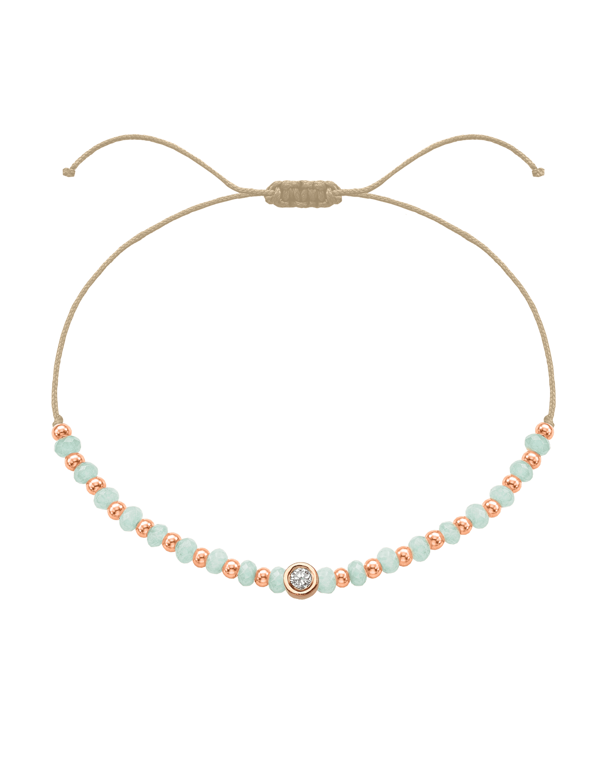 Apatite Gemstone String of Love Bracelet for Inspiration - 14K Rose Gold Bracelets 14K Solid Gold Beige Medium: 0.04ct