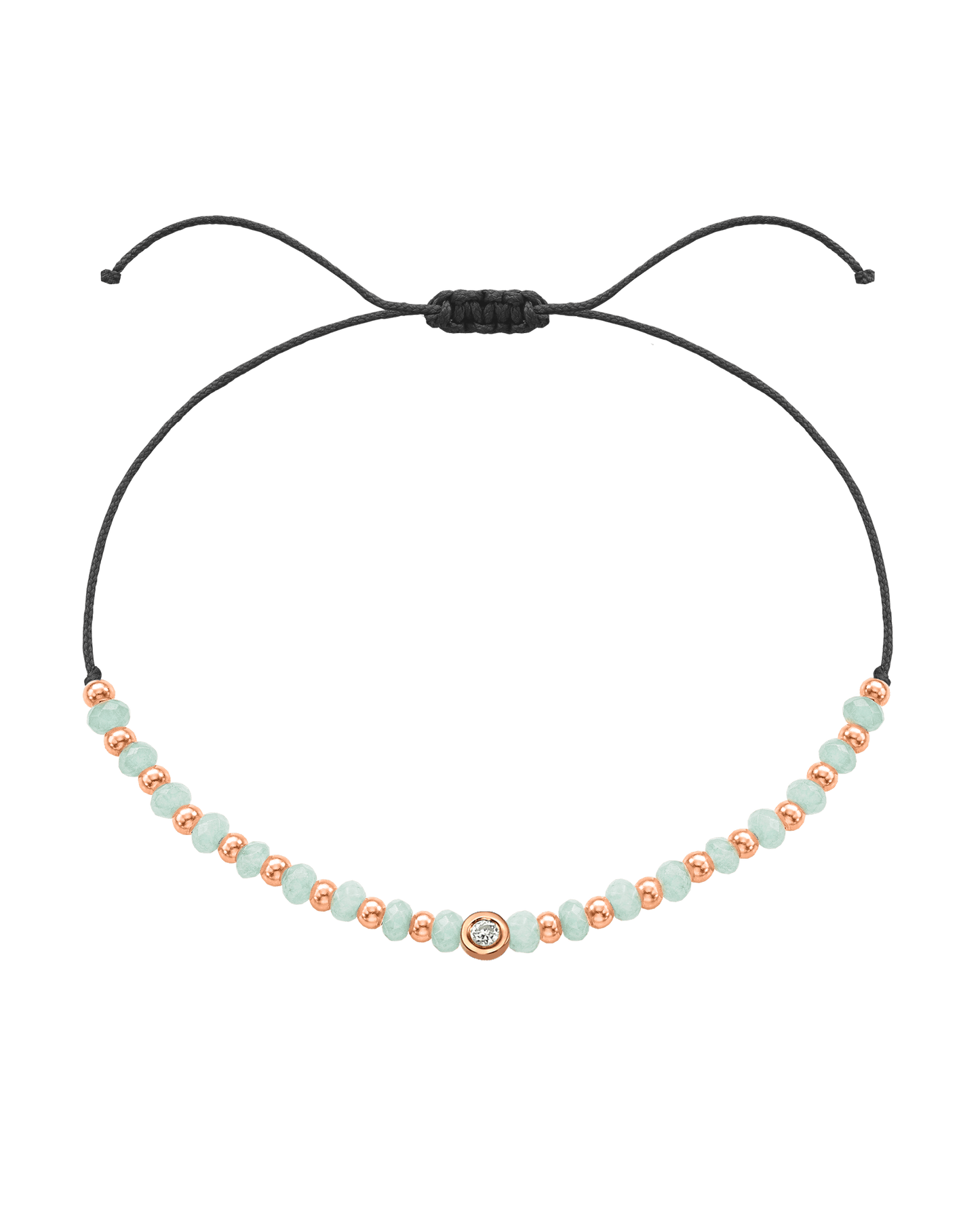 Apatite Gemstone String of Love Bracelet for Inspiration - 14K Rose Gold Bracelets 14K Solid Gold Black Small: 0.03ct