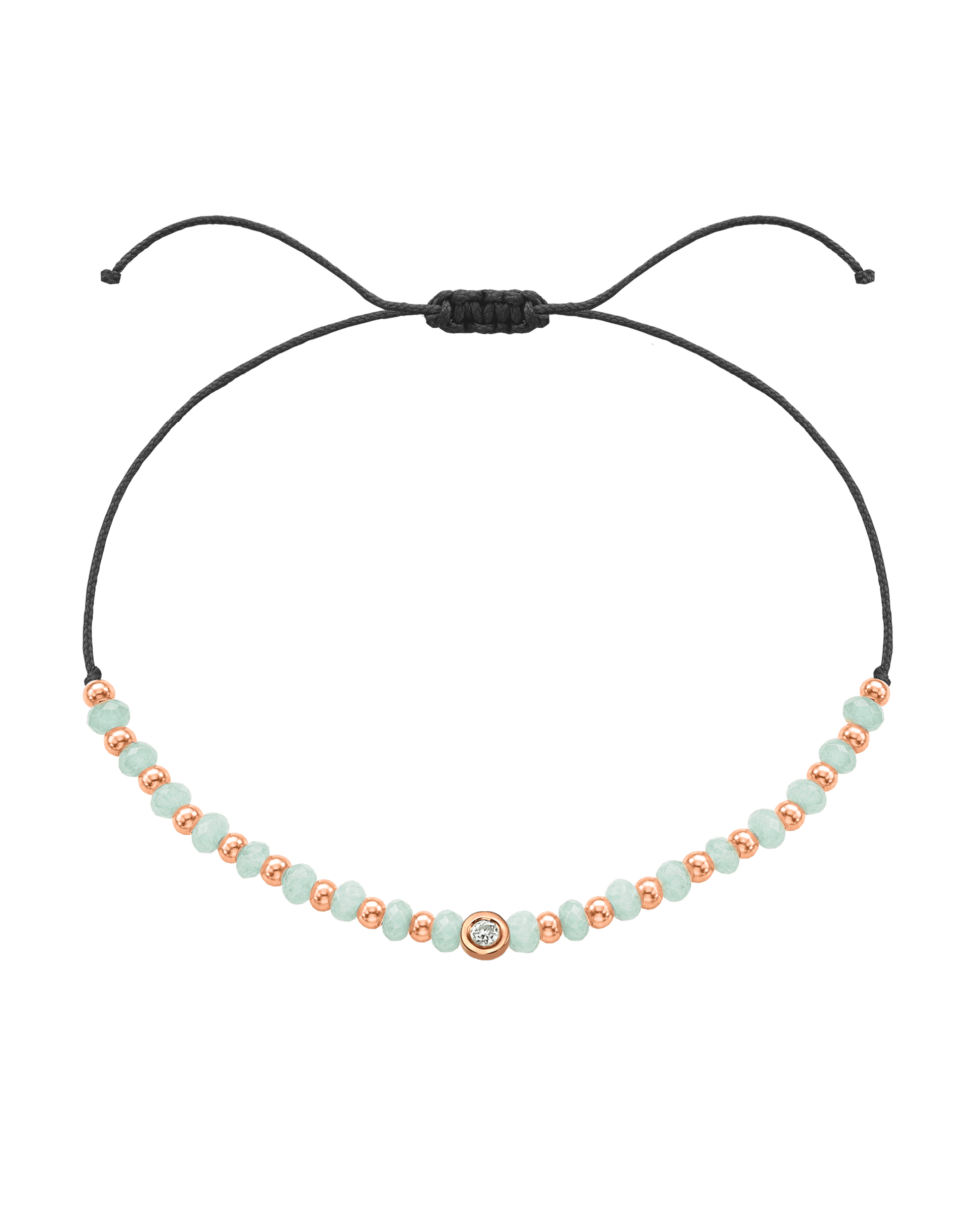Apatite Gemstone String of Love Bracelet for Inspiration - 14K Rose Gold Bracelets 14K Solid Gold Black Small: 0.03ct