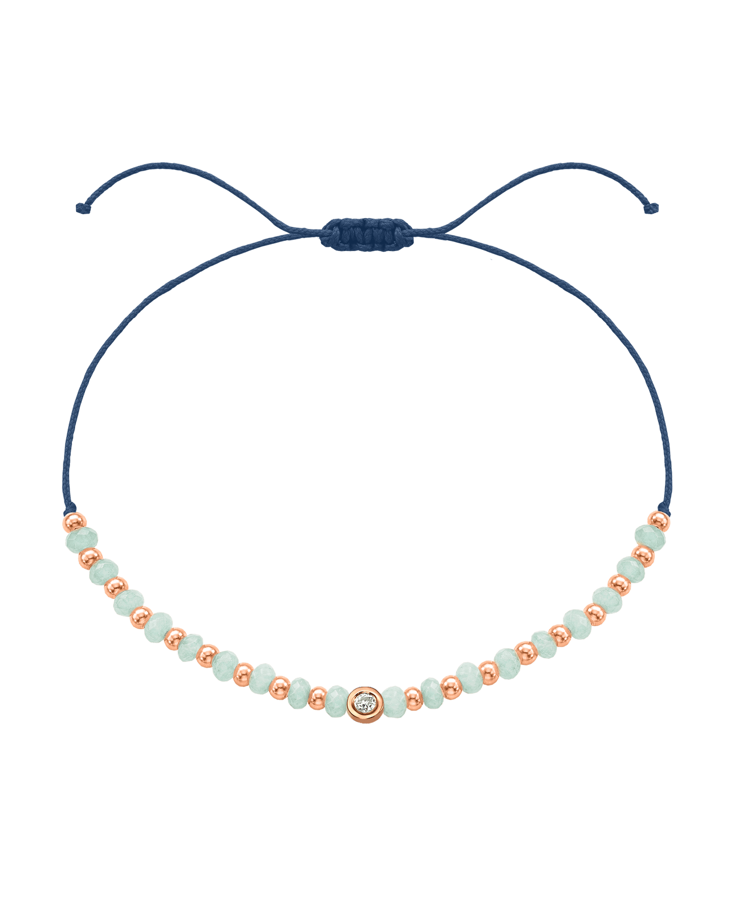 Apatite Gemstone String of Love Bracelet for Inspiration - 14K Rose Gold Bracelets 14K Solid Gold Indigo Small: 0.03ct