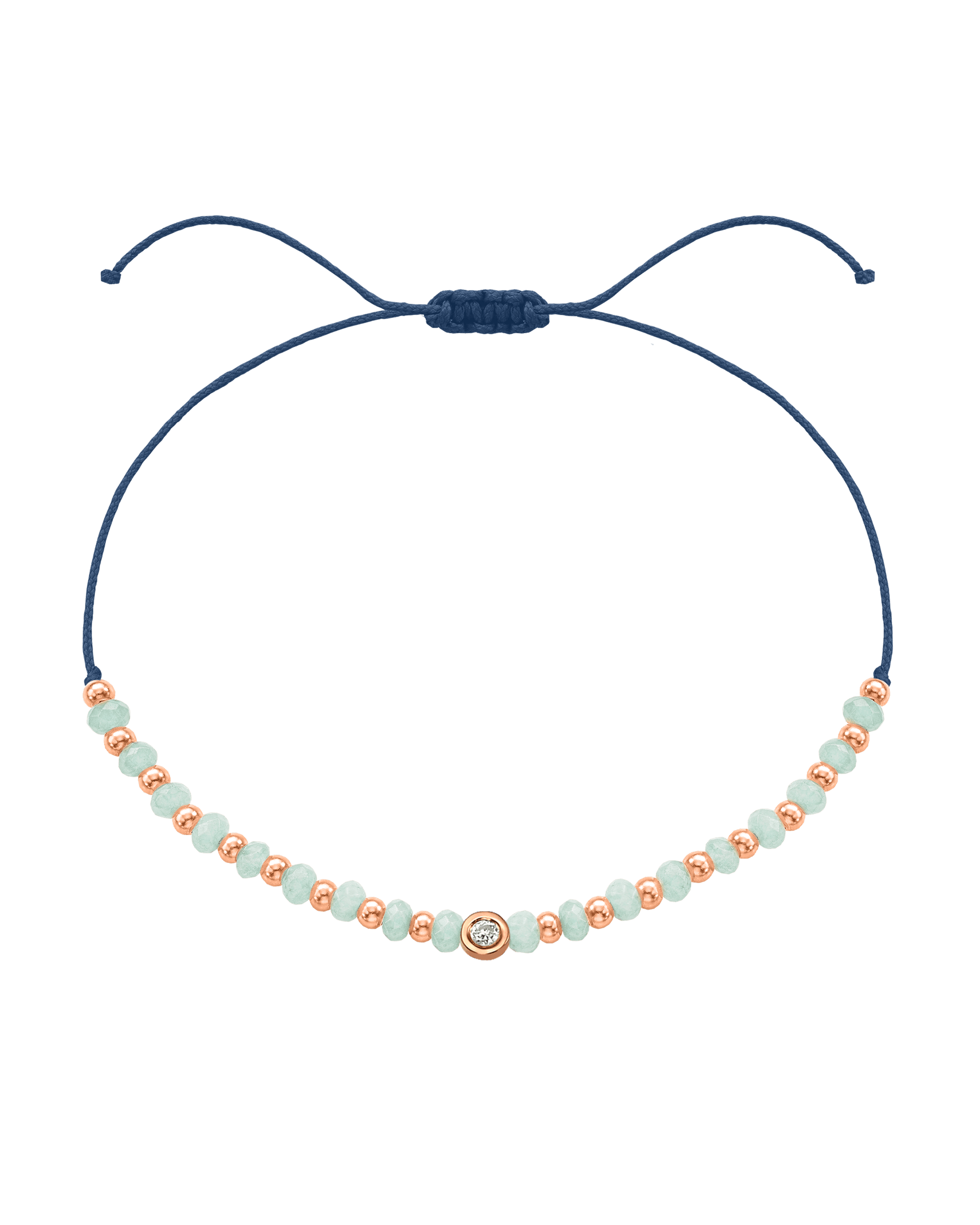 Apatite Gemstone String of Love Bracelet for Inspiration - 14K Rose Gold Bracelets 14K Solid Gold Indigo Small: 0.03ct