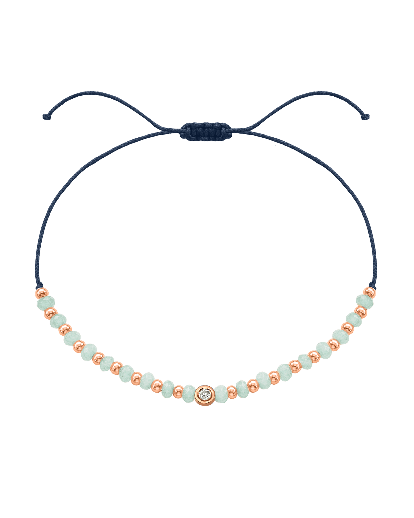 Apatite Gemstone String of Love Bracelet for Inspiration - 14K Rose Gold Bracelets 14K Solid Gold Navy Blue Small: 0.03ct