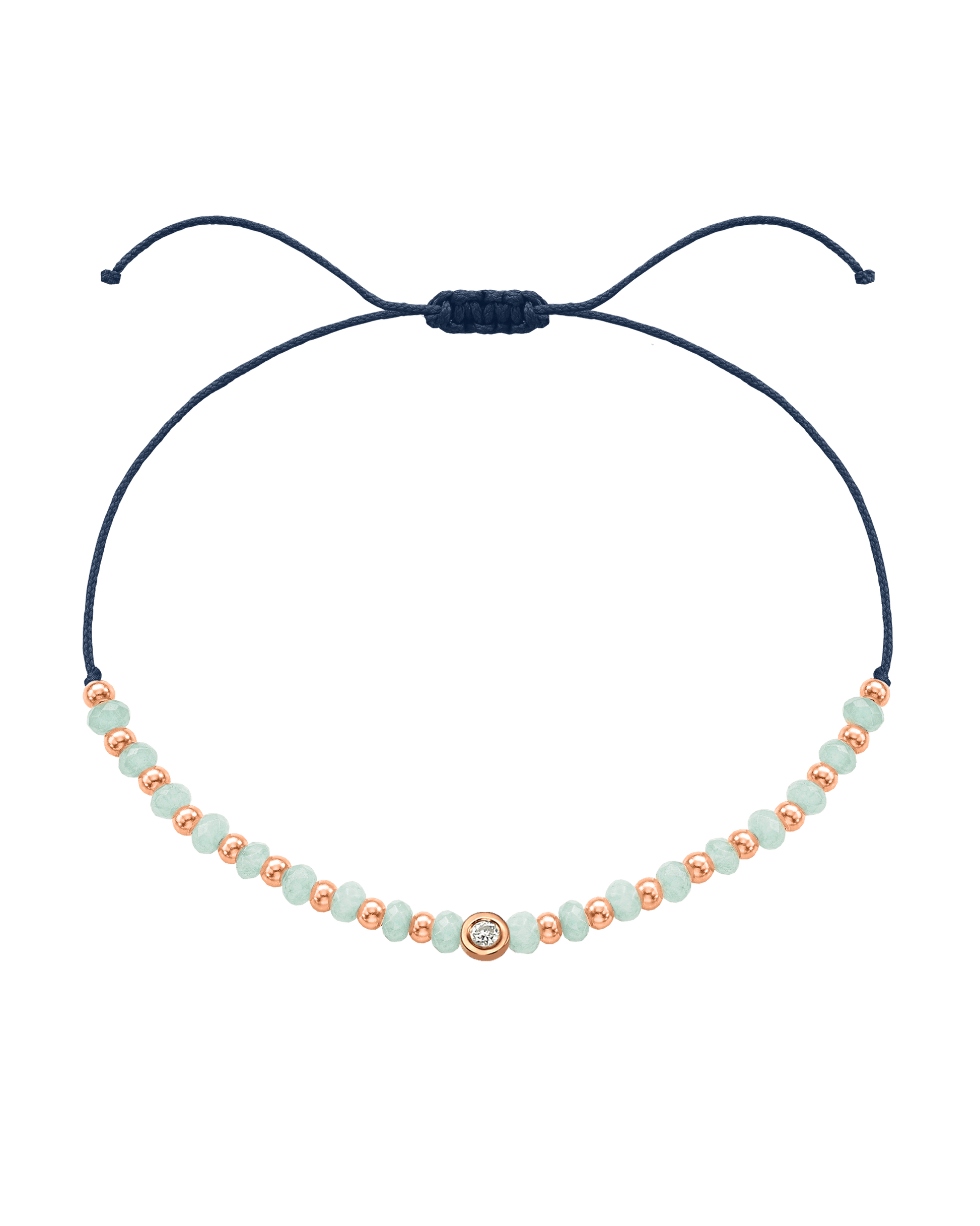 Apatite Gemstone String of Love Bracelet for Inspiration - 14K Rose Gold Bracelets 14K Solid Gold Navy Blue Small: 0.03ct