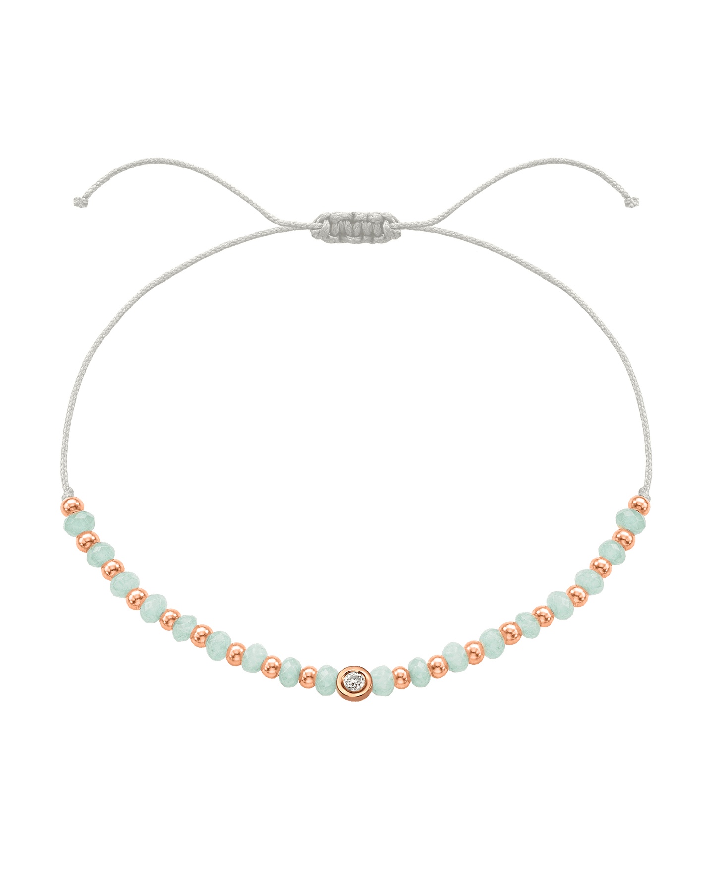 Apatite Gemstone String of Love Bracelet for Inspiration - 14K Rose Gold Bracelets 14K Solid Gold Pearl Small: 0.03ct