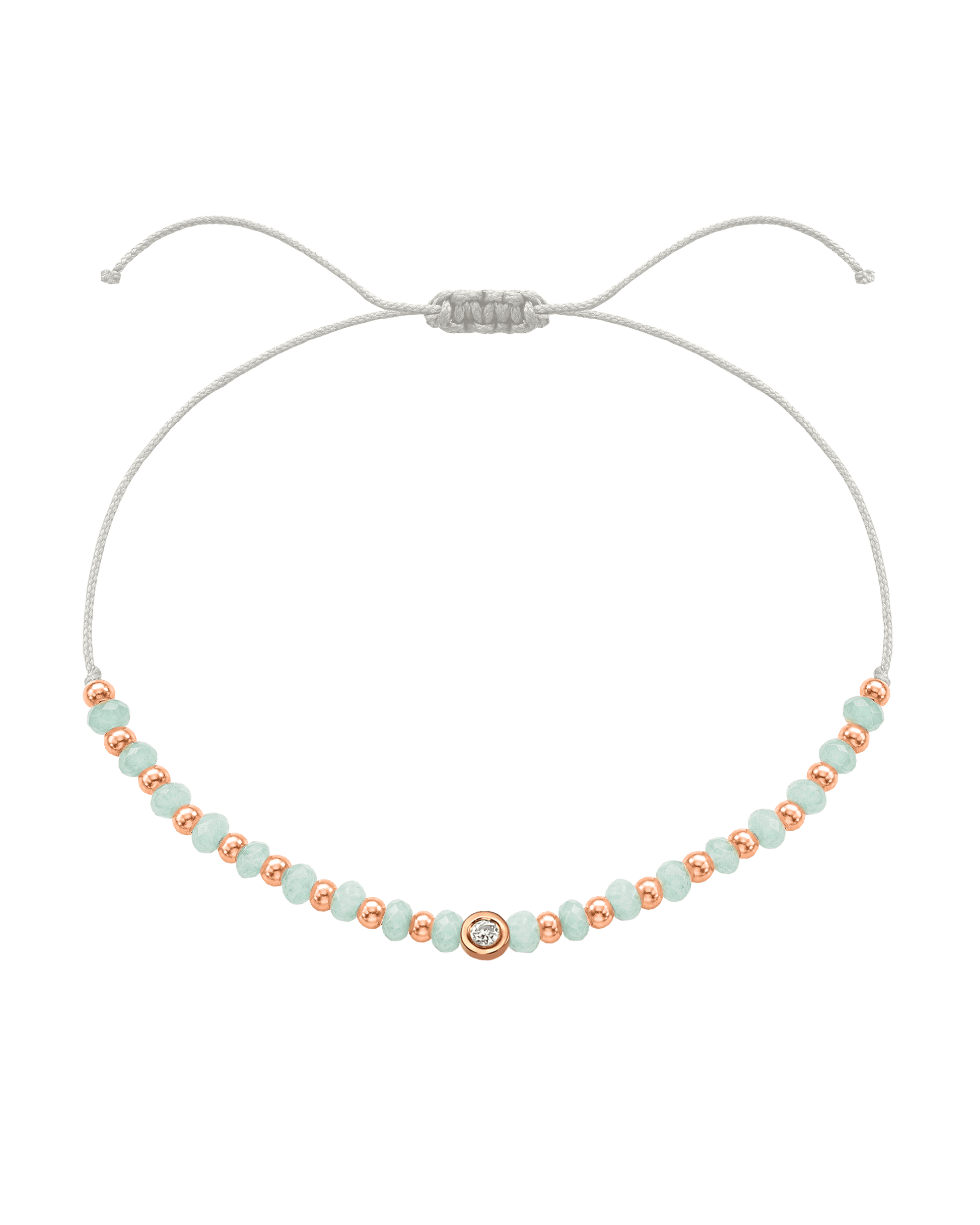 Apatite Gemstone String of Love Bracelet for Inspiration - 14K Rose Gold Bracelets 14K Solid Gold Pearl Small: 0.03ct