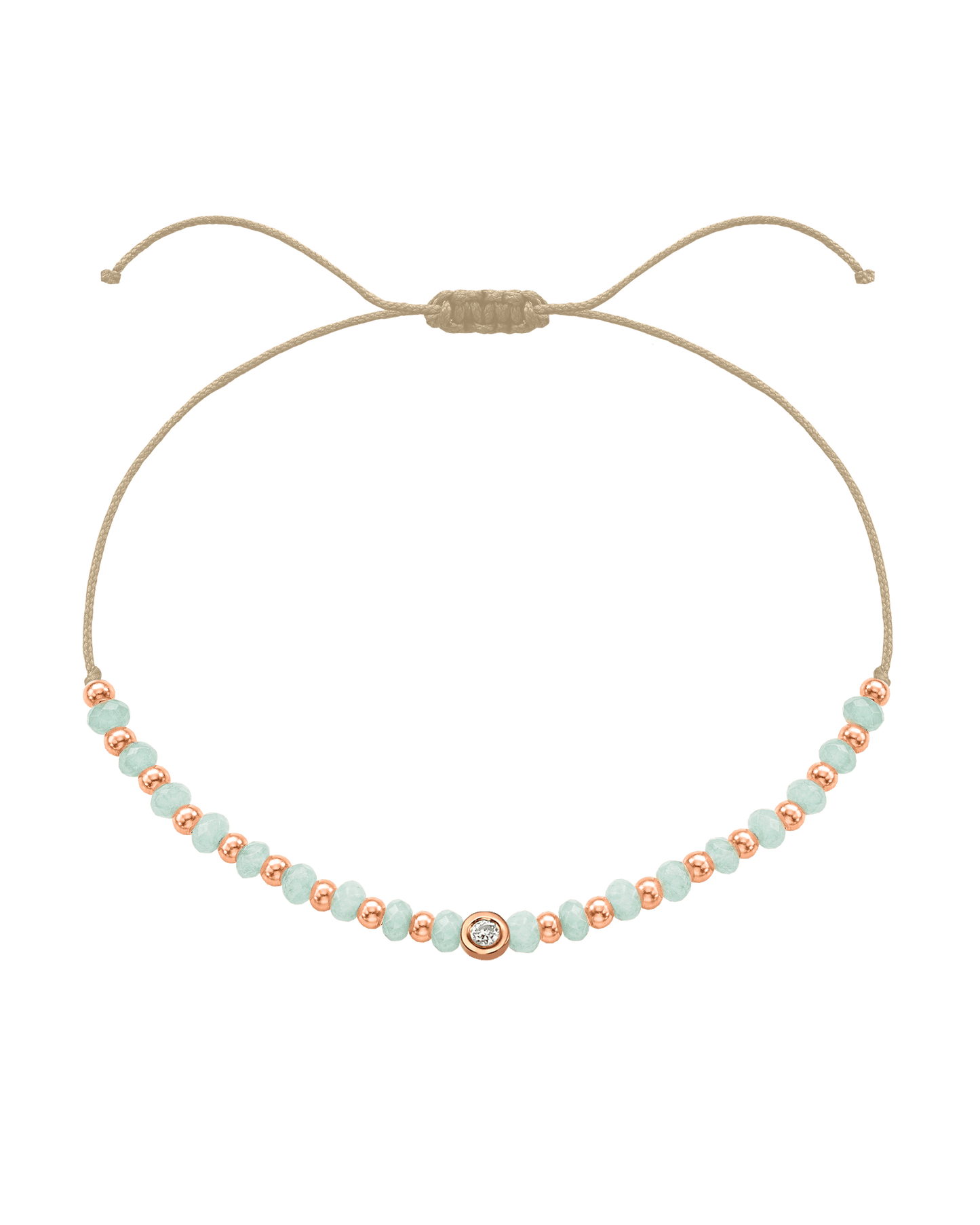 Apatite Gemstone String of Love Bracelet for Inspiration - 14K Rose Gold Bracelets 14K Solid Gold Beige Small: 0.03ct