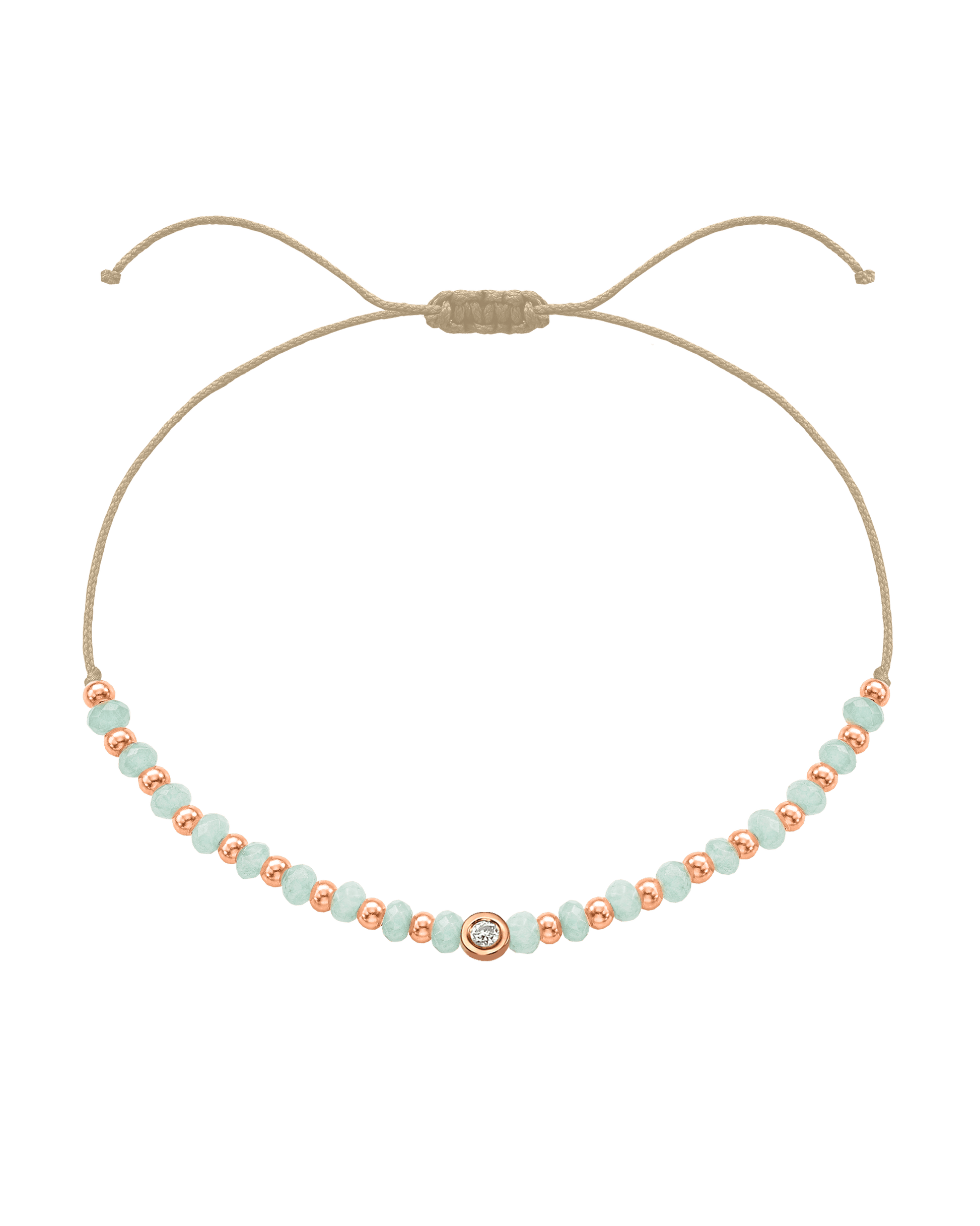 Apatite Gemstone String of Love Bracelet for Inspiration - 14K Rose Gold Bracelets 14K Solid Gold Beige Small: 0.03ct