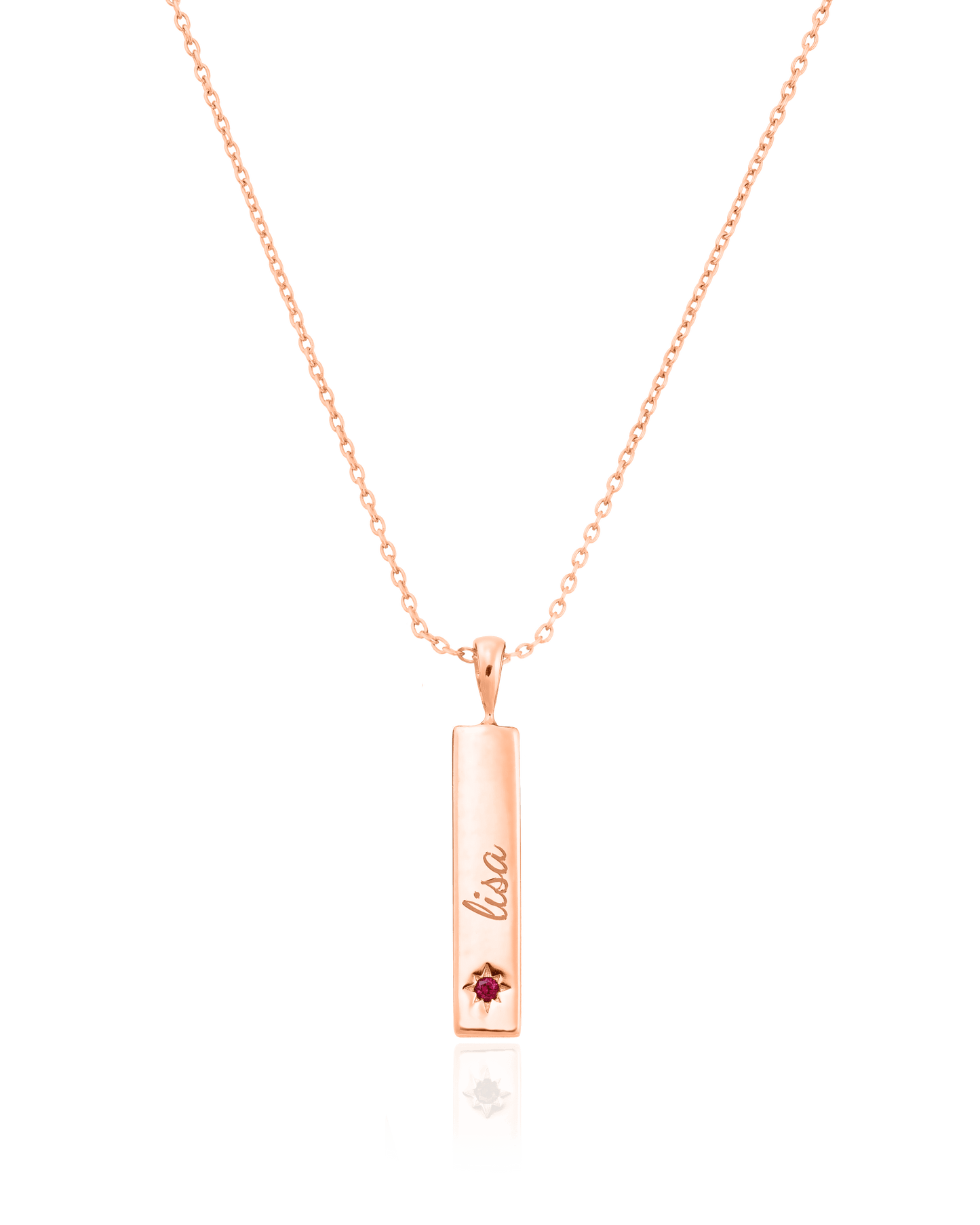 Birthstone Taglet Necklace - 18K Rose Vermeil Necklaces magal-dev 1 Bar 16”+2” extender
