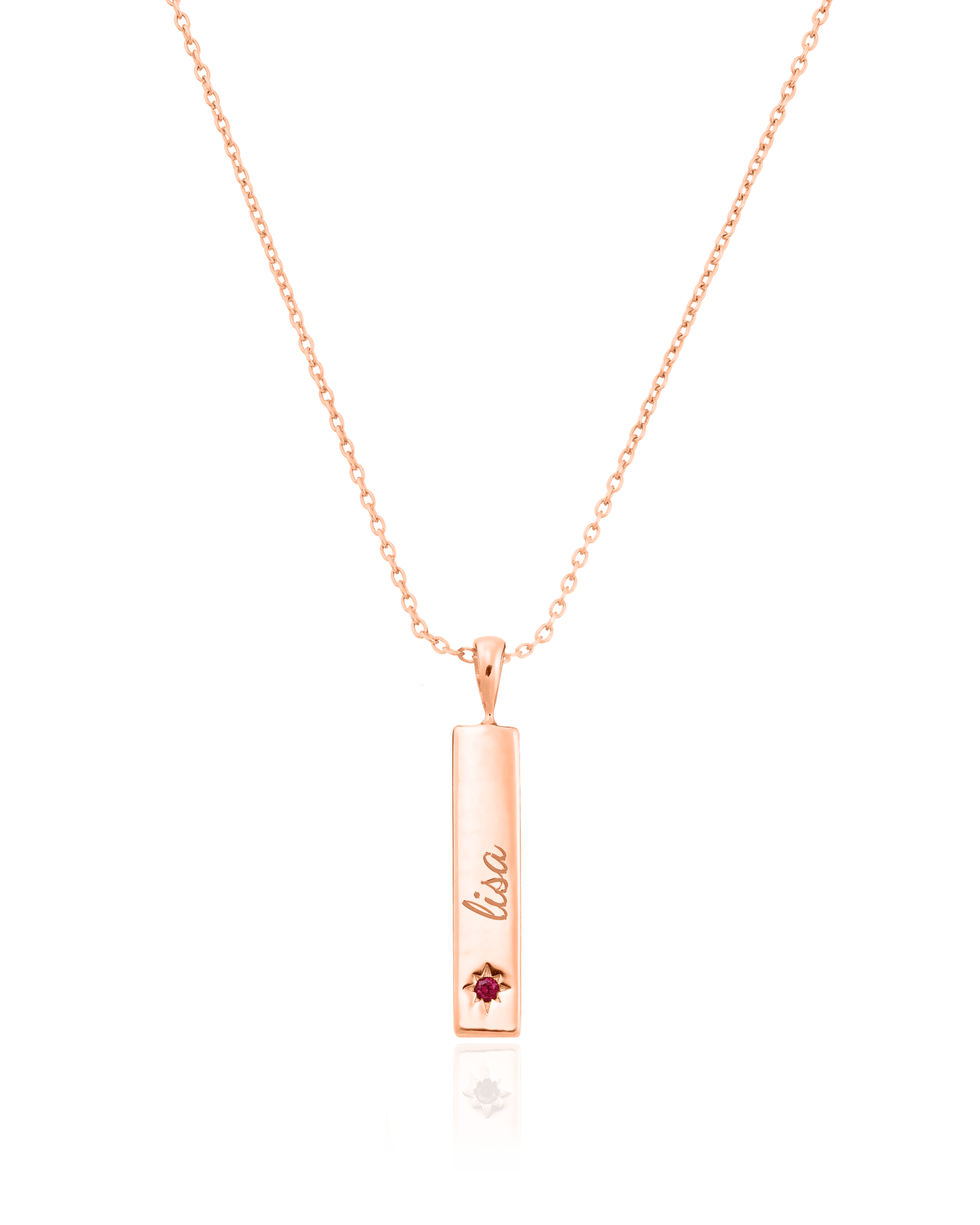 Birthstone Taglet Necklace - 18K Rose Vermeil Necklaces magal-dev 1 Bar 16”+2” extender