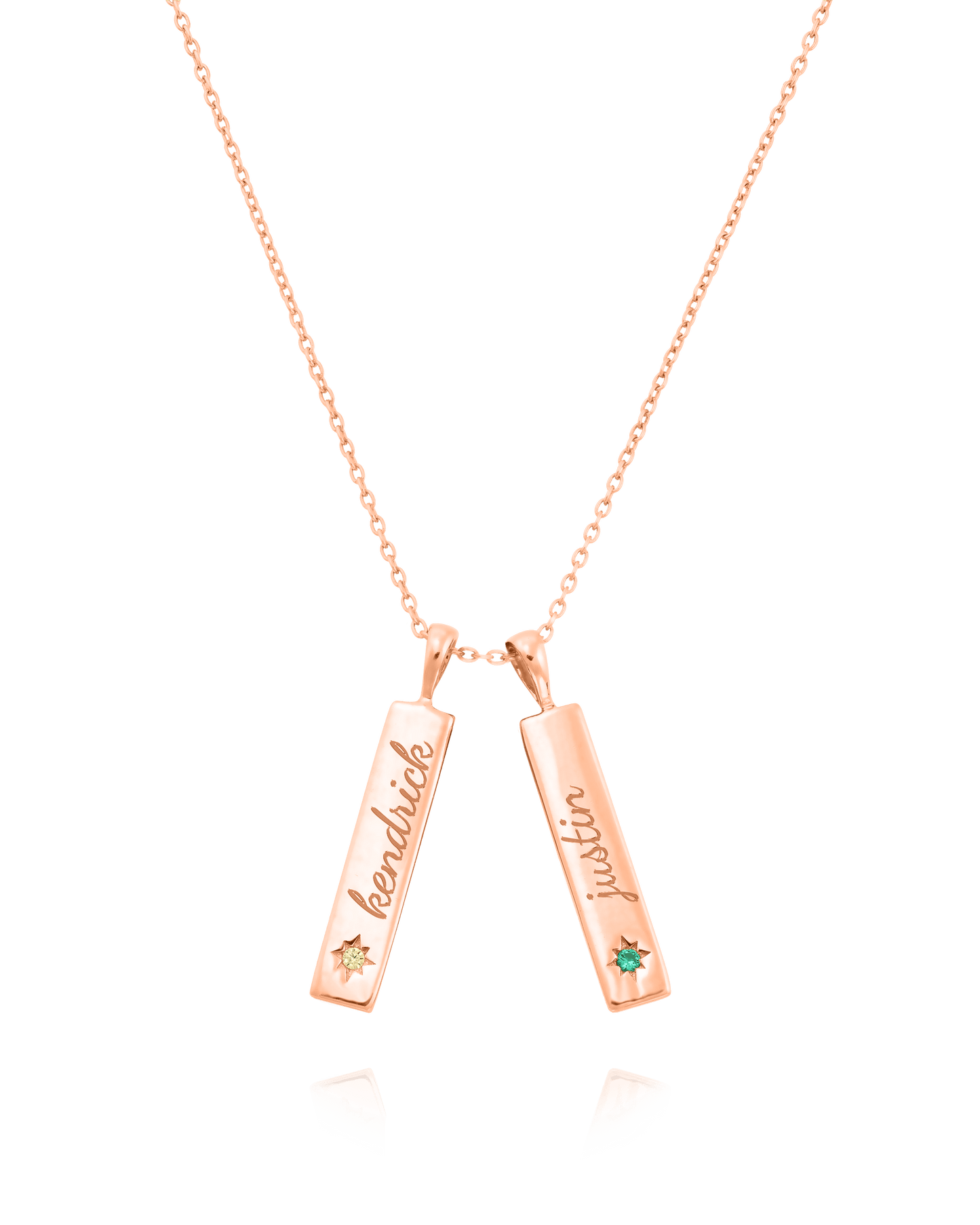 Birthstone Taglet Necklace - 18K Rose Vermeil Necklaces magal-dev 2 Bars 16”+2” extender