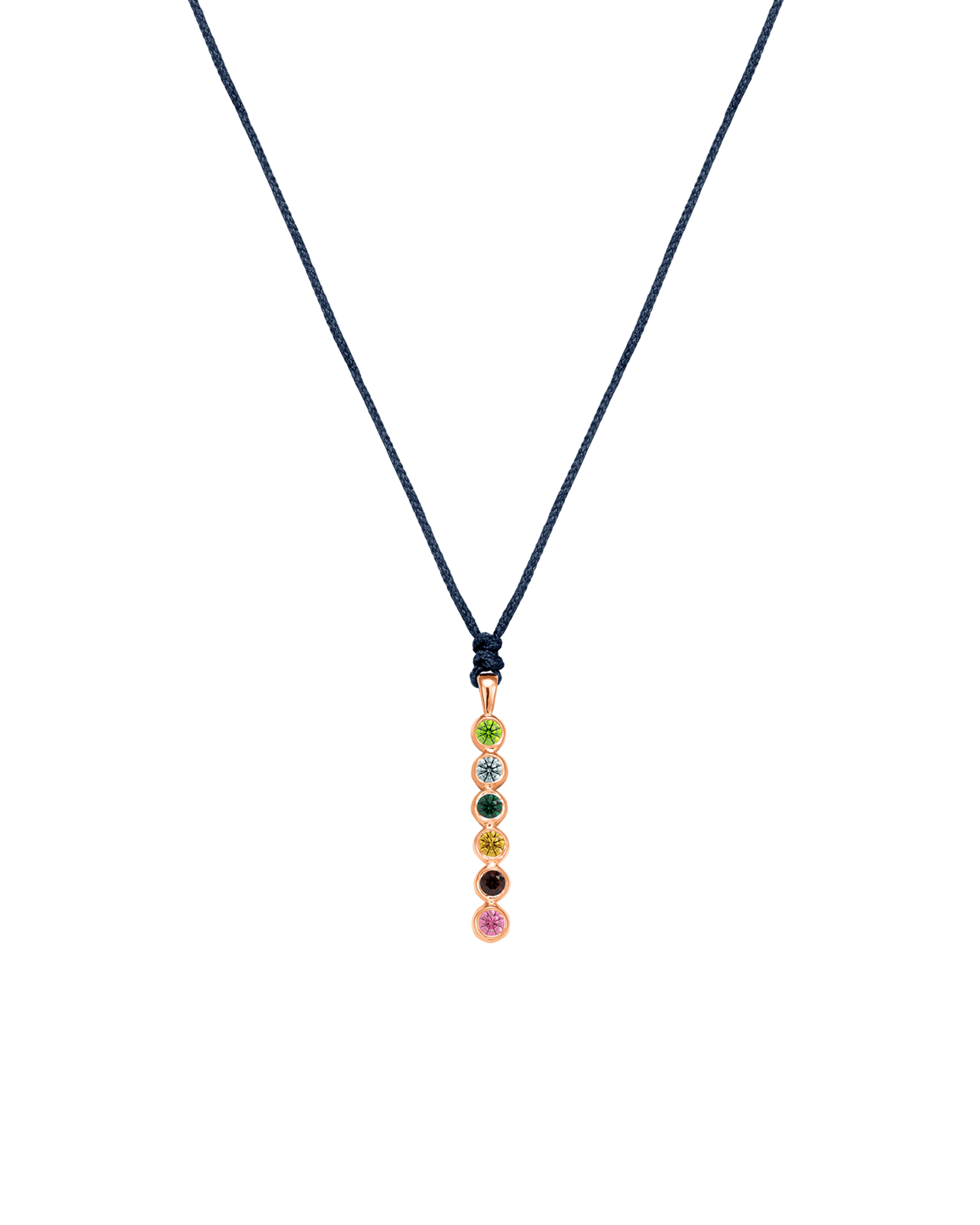 The Birthstones Bar Necklace - 14K Rose Gold Necklaces 14K Solid Gold Navy Blue 2