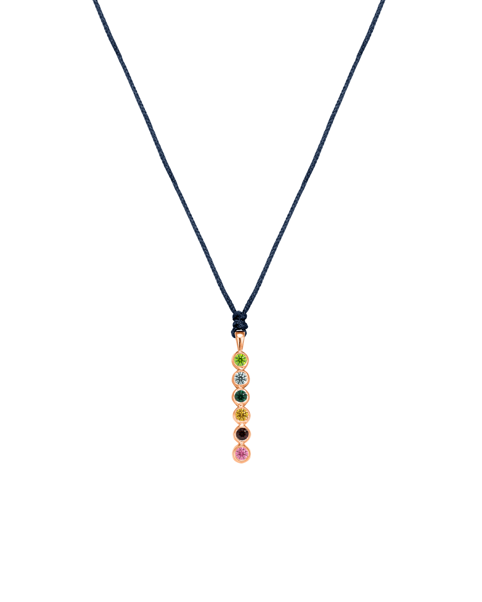 The Birthstones Bar Necklace - 14K Rose Gold Necklaces 14K Solid Gold Navy Blue 2