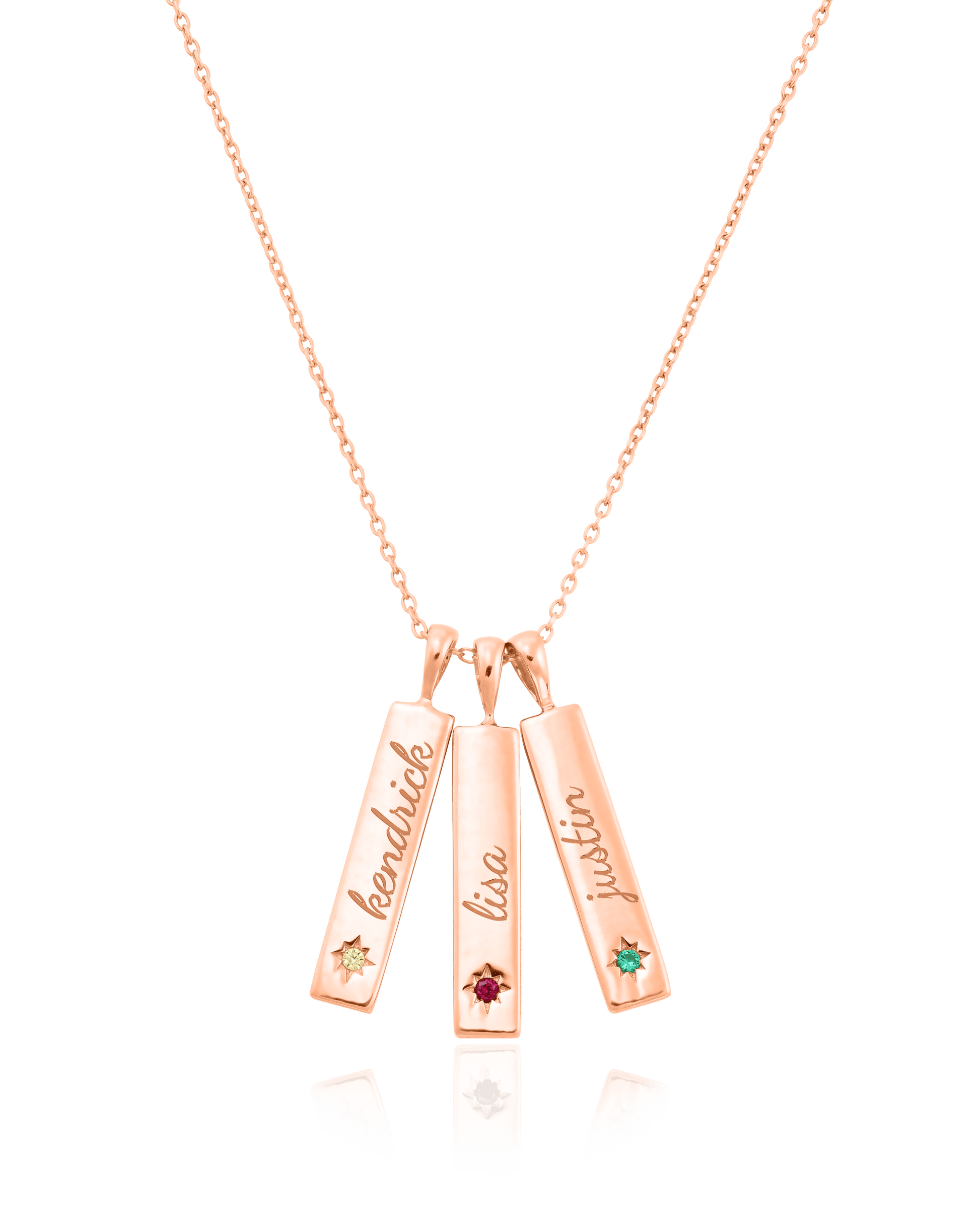 Birthstone Taglet Necklace - 18K Rose Vermeil Necklaces magal-dev 3 Bars 16”+2” extender