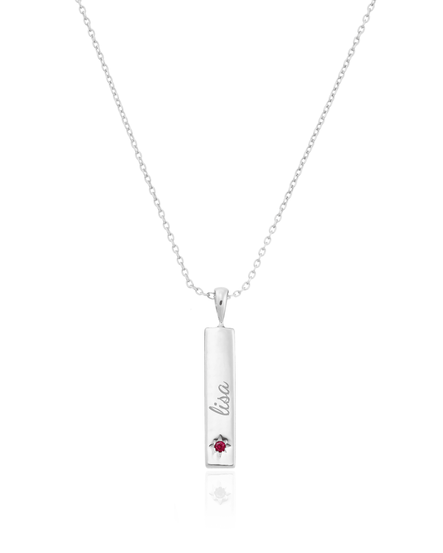 Birthstone Taglet Necklace - 925 Sterling Silver Necklaces magal-dev 1 Bar 16”+2” extender