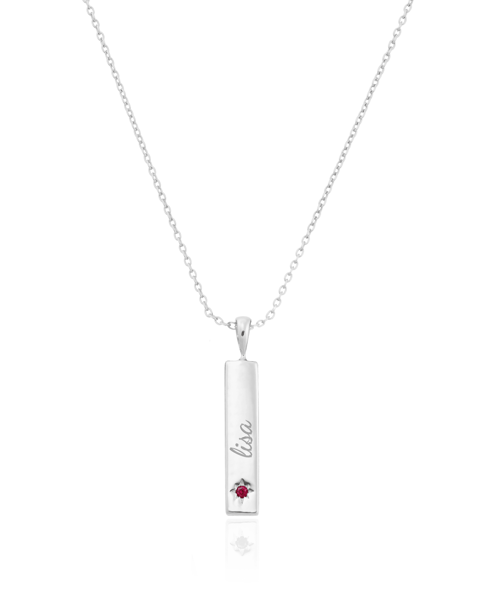 Birthstone Taglet Necklace - 925 Sterling Silver Necklaces magal-dev 1 Bar 16”+2” extender