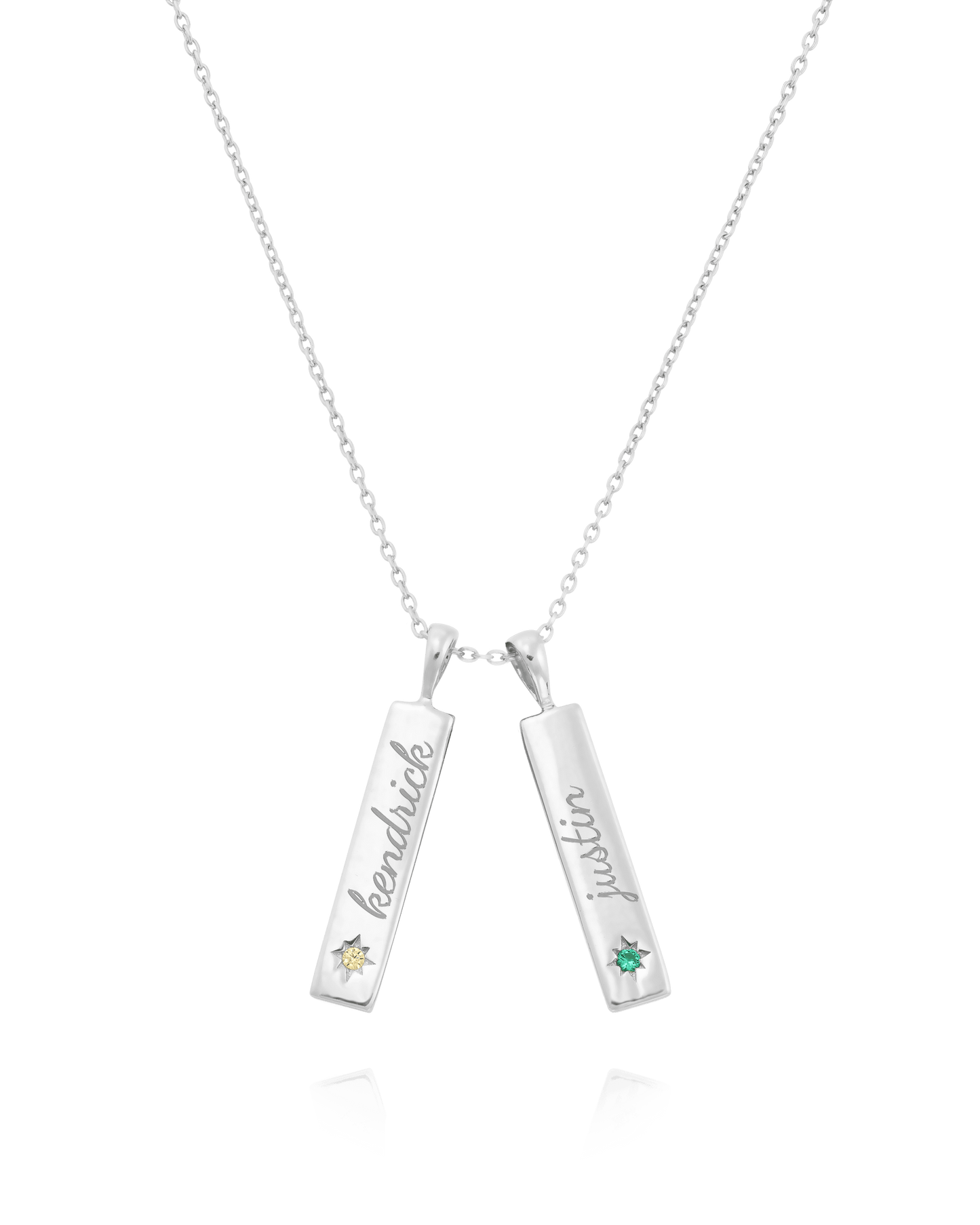 Birthstone Taglet Necklace - 925 Sterling Silver Necklaces magal-dev 2 Bars 16”+2” extender
