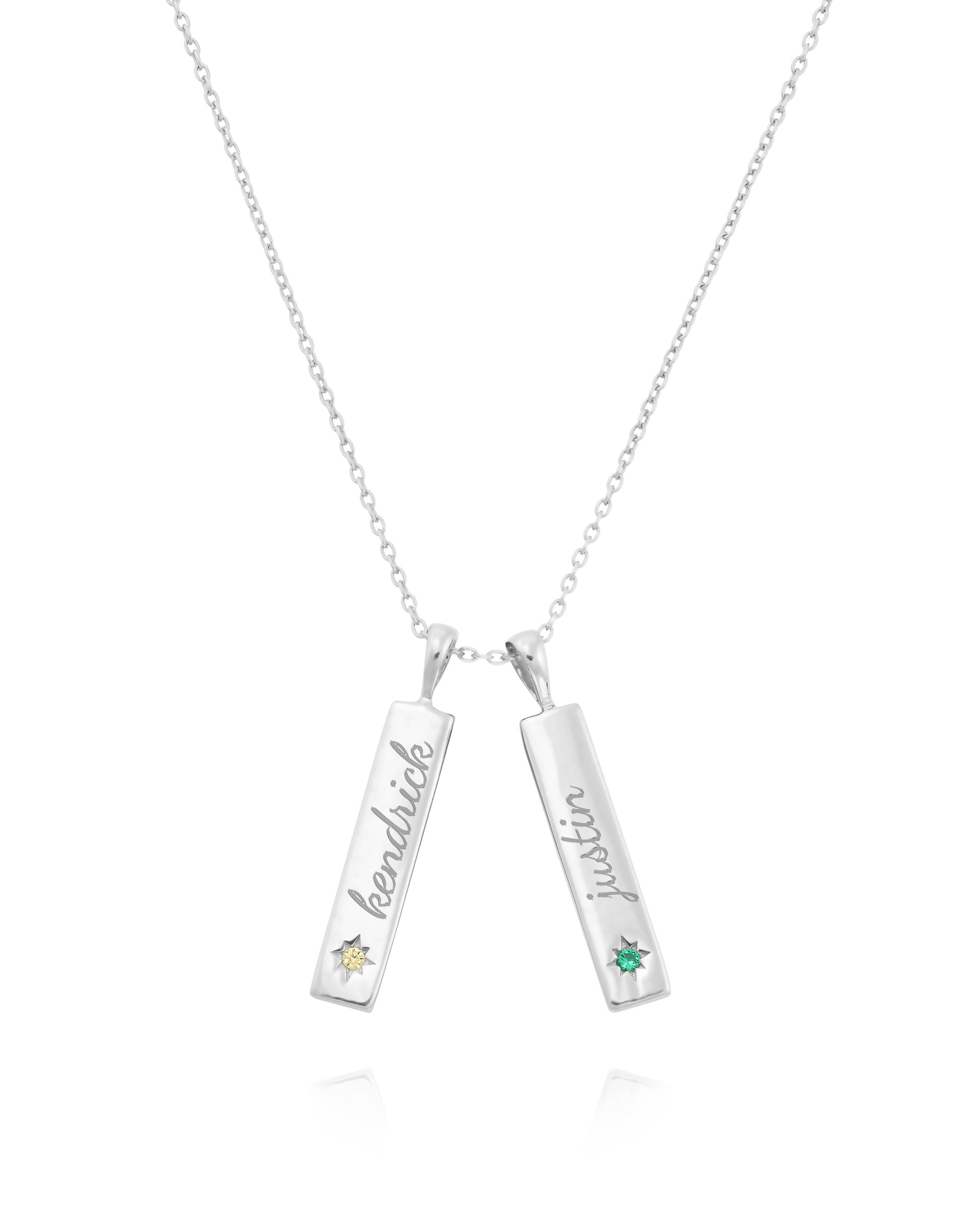 Birthstone Taglet Necklace - 925 Sterling Silver Necklaces magal-dev 2 Bars 16”+2” extender