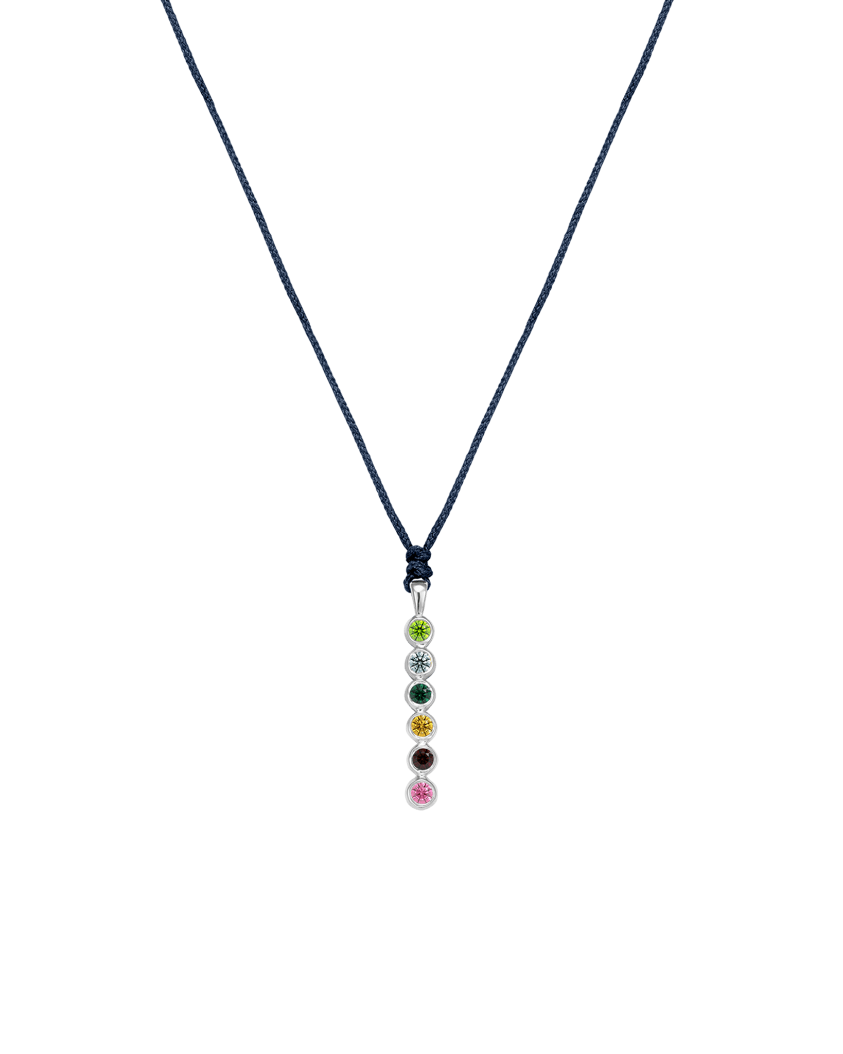 The Birthstones Bar Necklace - 14K White Gold Necklaces 14K Solid Gold Navy Blue 2