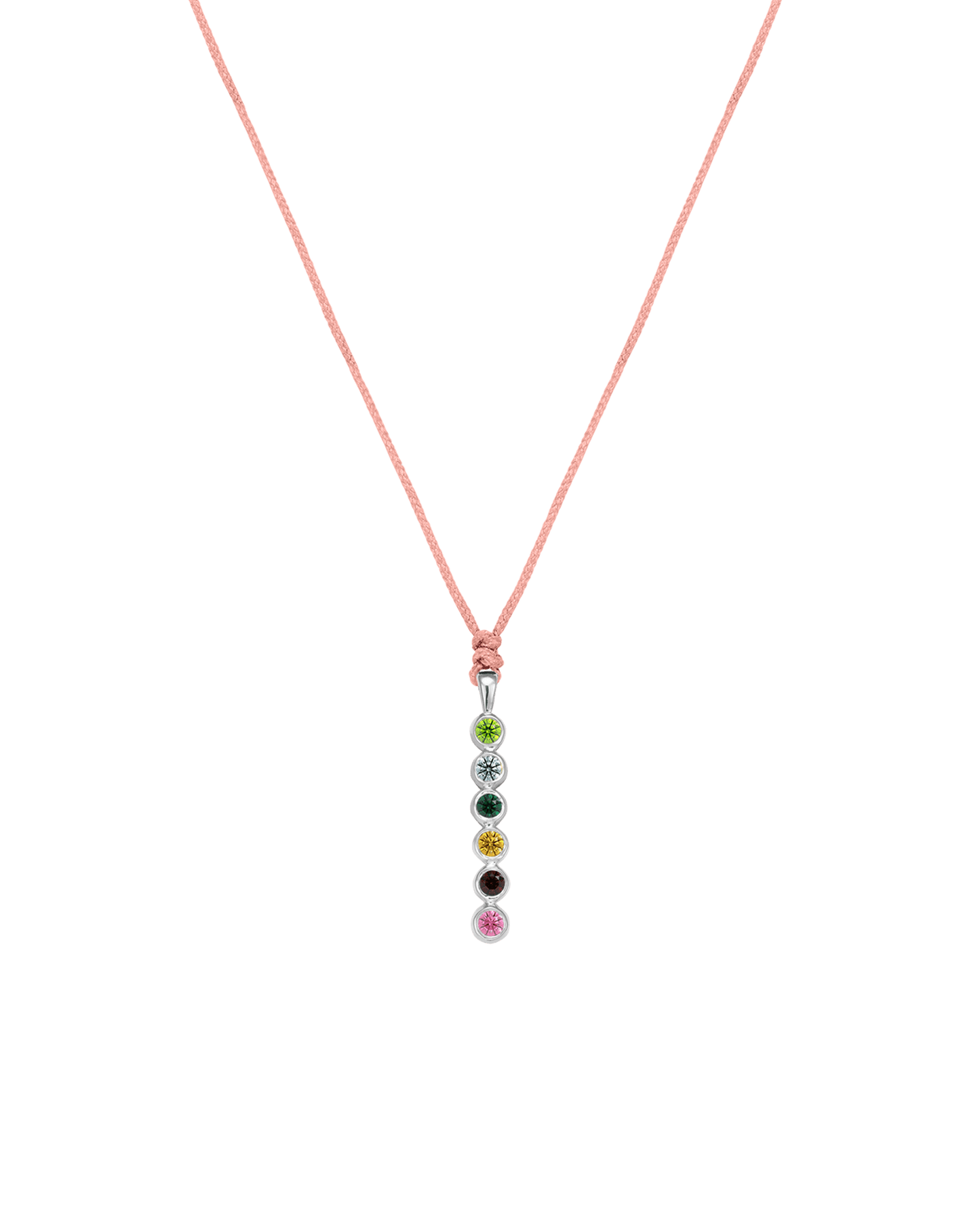The Birthstones Bar Necklace - 14K White Gold Necklaces 14K Solid Gold Pink 2