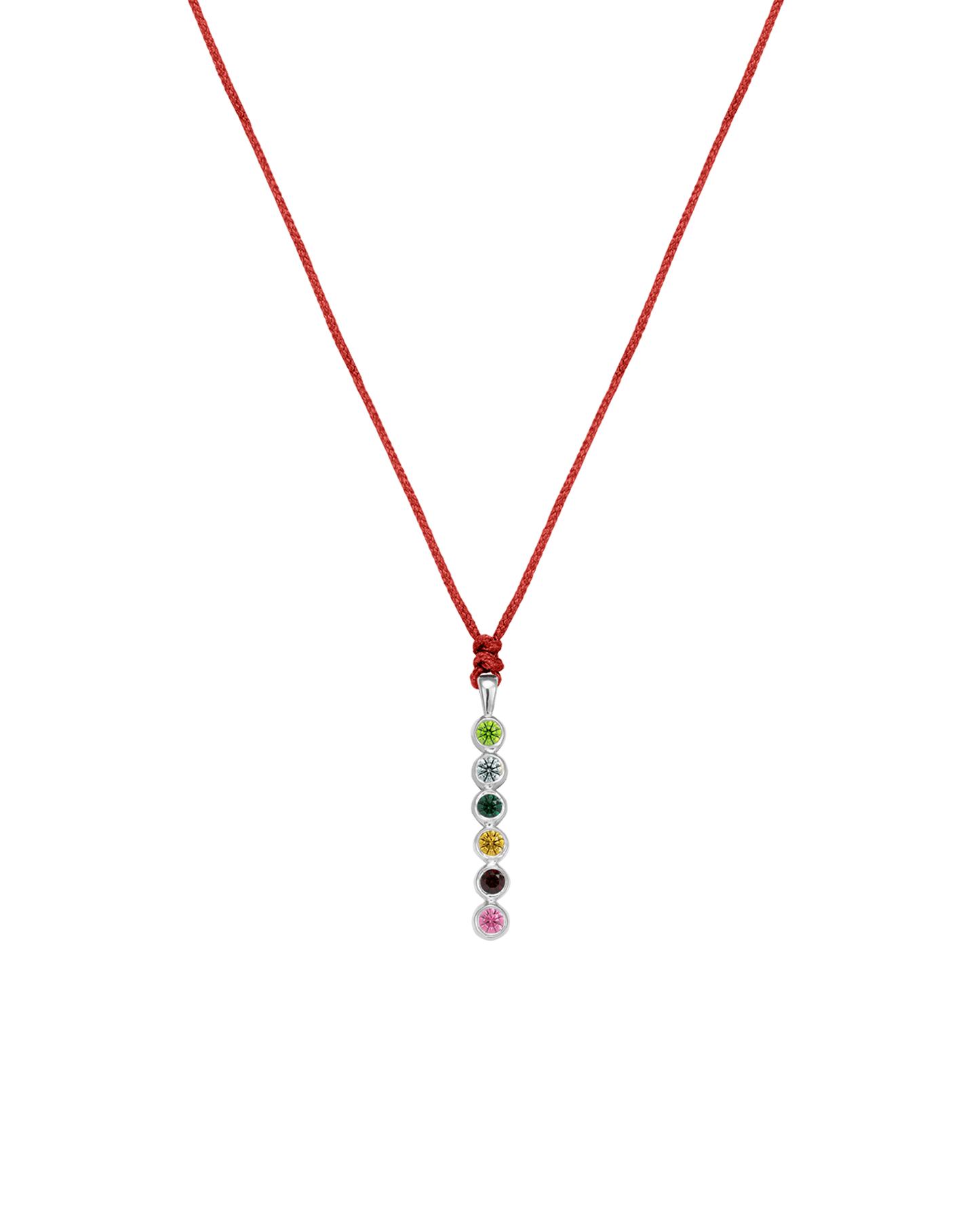 The Birthstones Bar Necklace - 14K White Gold Necklaces 14K Solid Gold Red 2