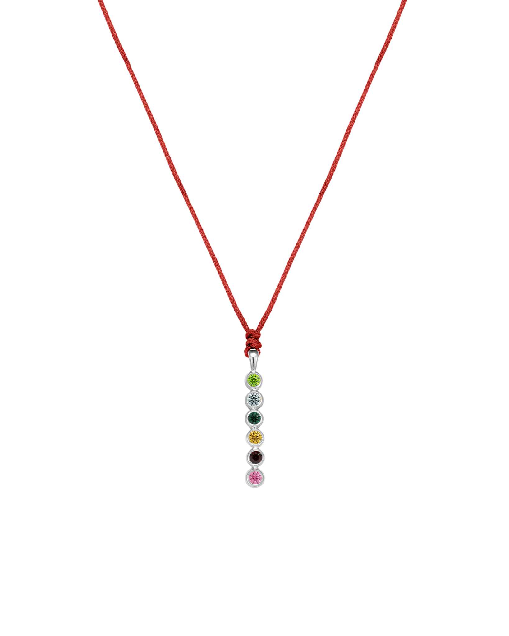 The Birthstones Bar Necklace - 14K White Gold Necklaces 14K Solid Gold Red 2