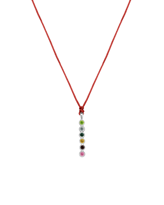 The Birthstones Bar Necklace - 14K White Gold Necklaces 14K Solid Gold Red 2