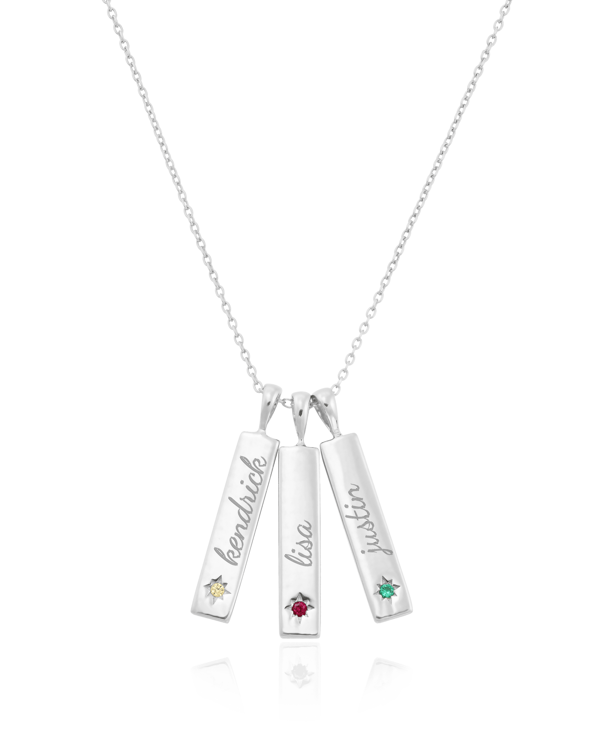 Birthstone Taglet Necklace - 925 Sterling Silver Necklaces magal-dev 3 Bars 16”+2” extender