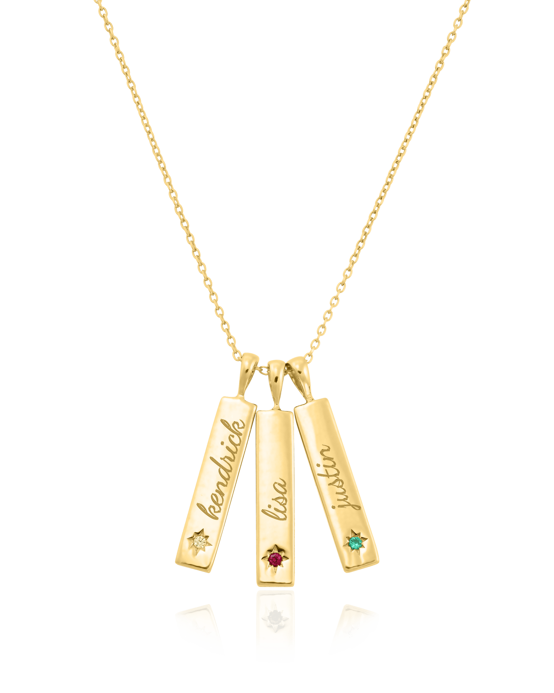 Birthstone Taglet Necklace - 18K Gold Vermeil Necklaces magal-dev 3 Bars 16”+2” extender