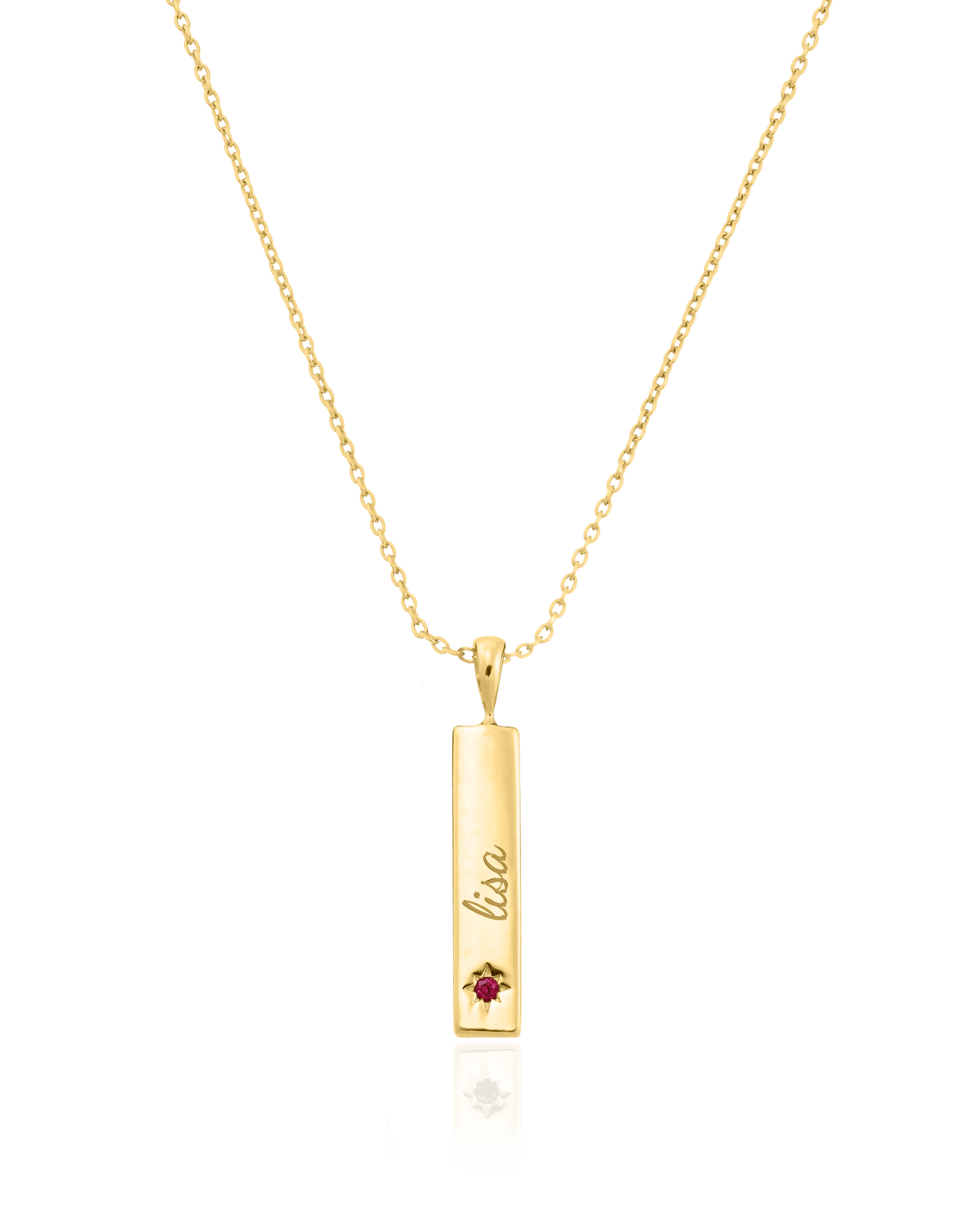 Birthstone Taglet Necklace - 18K Gold Vermeil Necklaces magal-dev 1 Bar 16”+2” extender