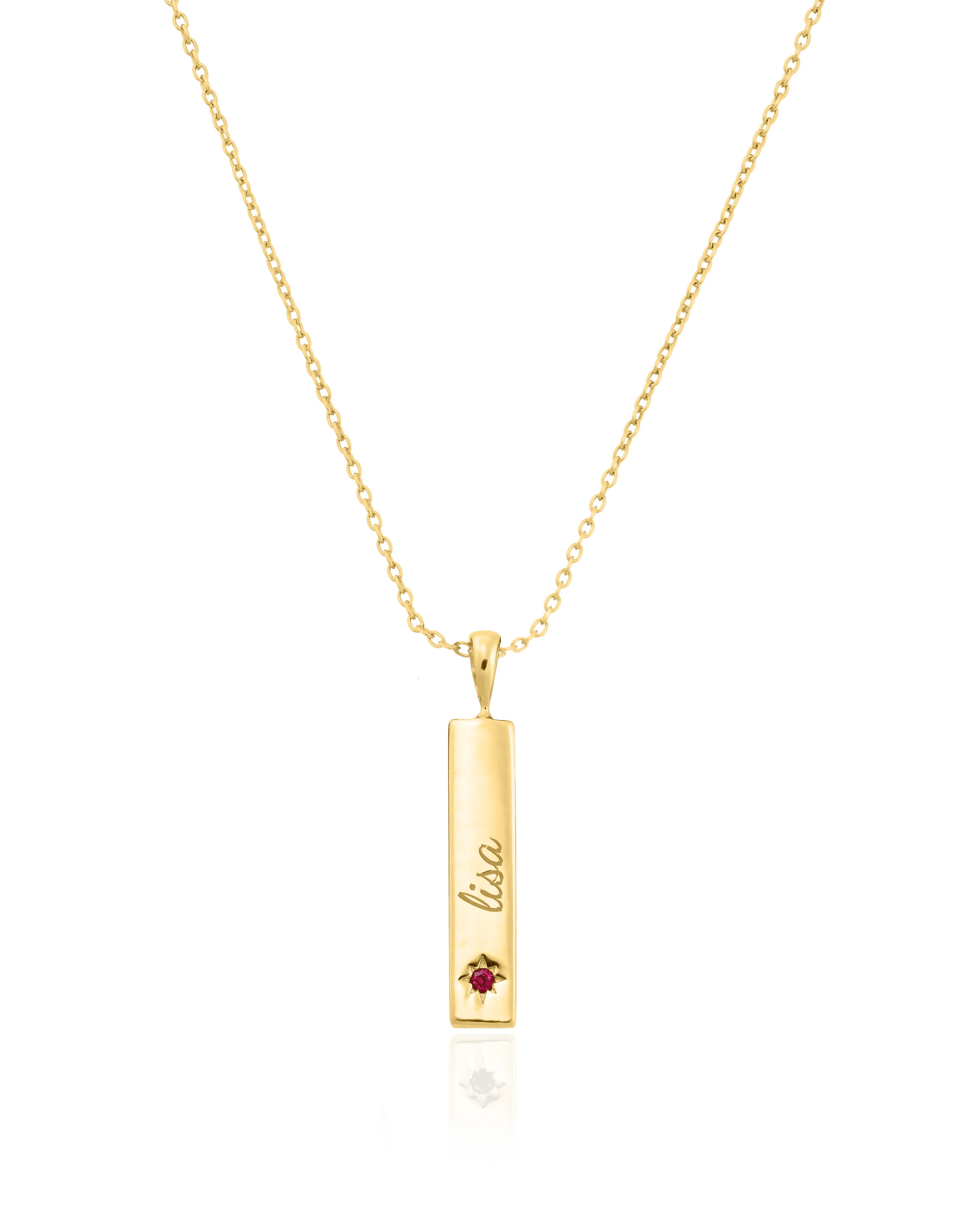 Birthstone Taglet Necklace - 18K Gold Vermeil Necklaces magal-dev 1 Bar 16”+2” extender