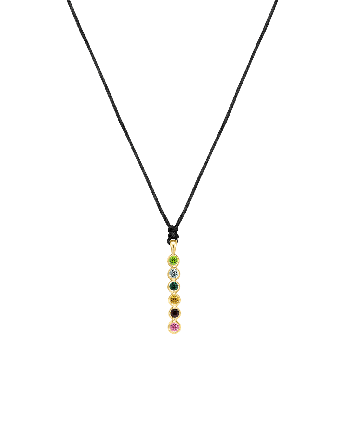 The Birthstones Bar Necklace - 14K Yellow Gold Necklaces 14K Solid Gold Black 2