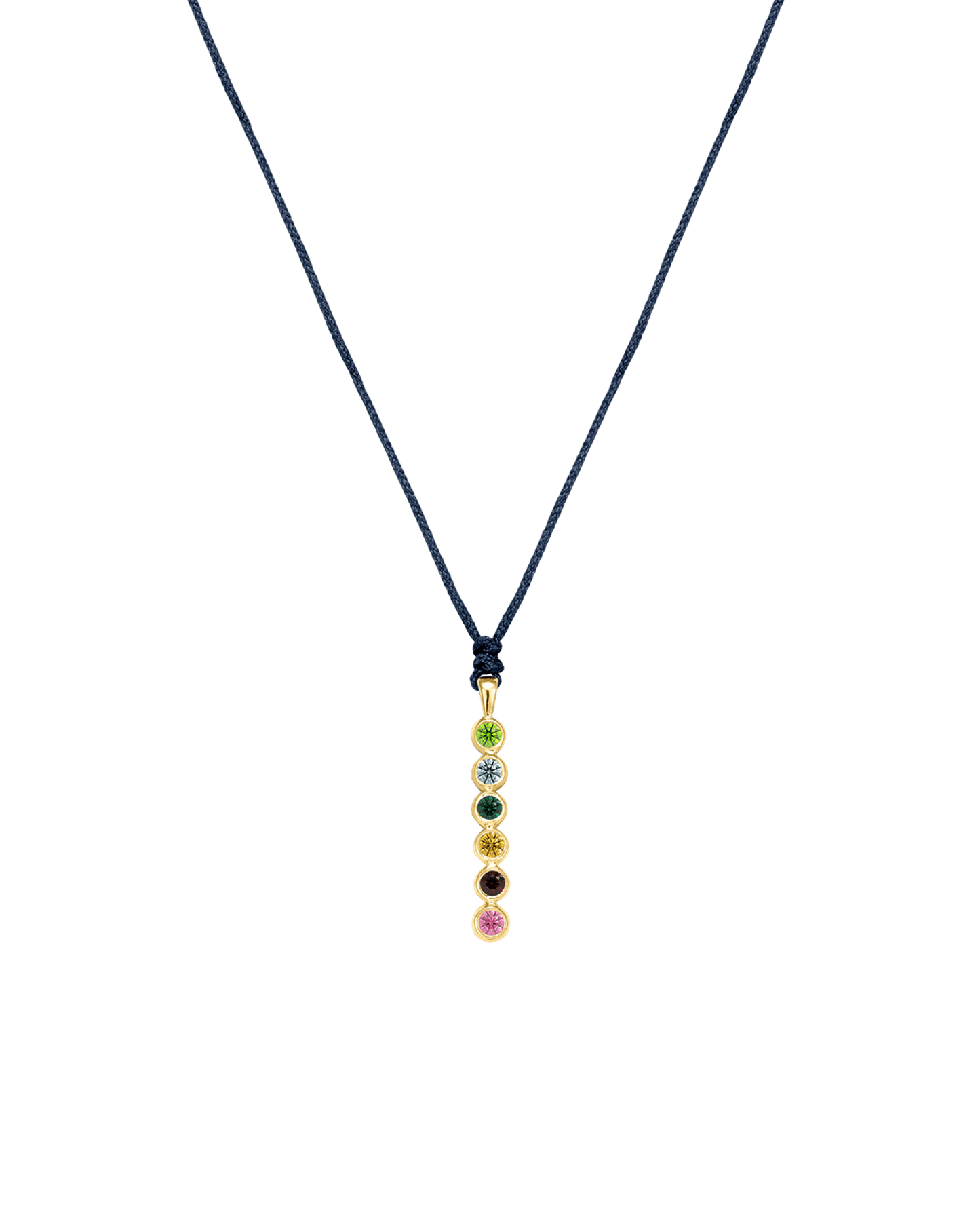 The Birthstones Bar Necklace - 14K Yellow Gold Necklaces 14K Solid Gold Navy Blue 2