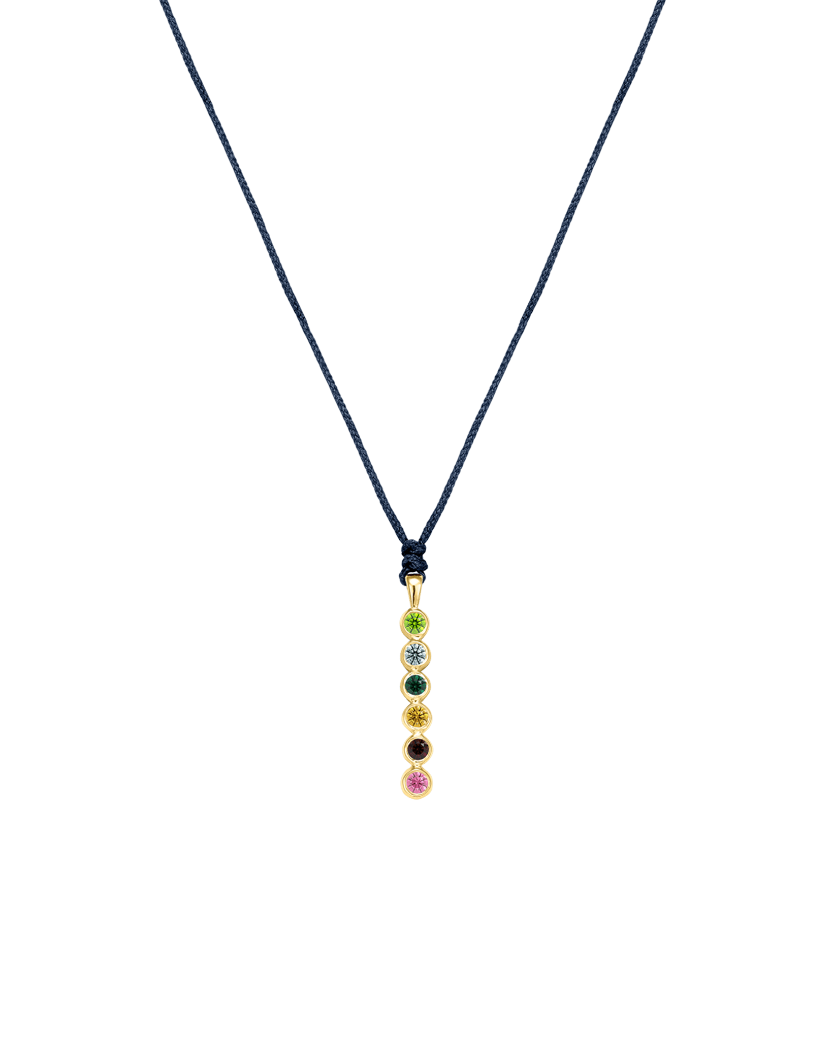 The Birthstones Bar Necklace - 14K Yellow Gold Necklaces 14K Solid Gold Navy Blue 2