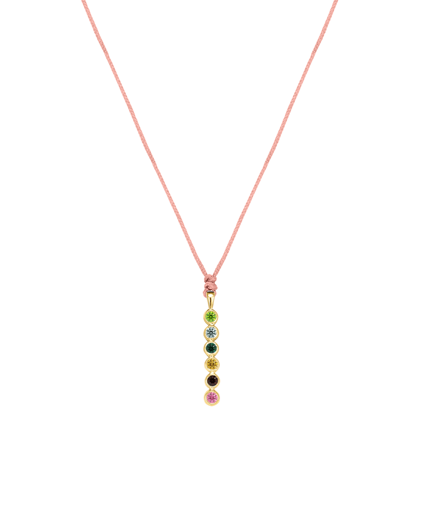 The Birthstones Bar Necklace - 14K Yellow Gold Necklaces 14K Solid Gold Pink 2