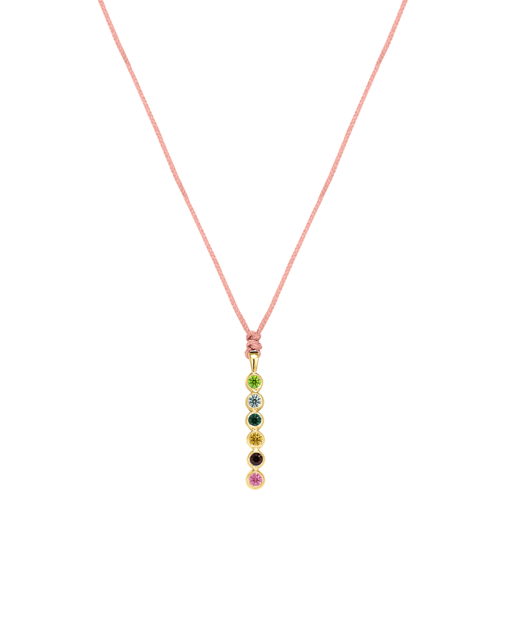 The Birthstones Bar Necklace - 14K Yellow Gold Necklaces 14K Solid Gold Pink 2