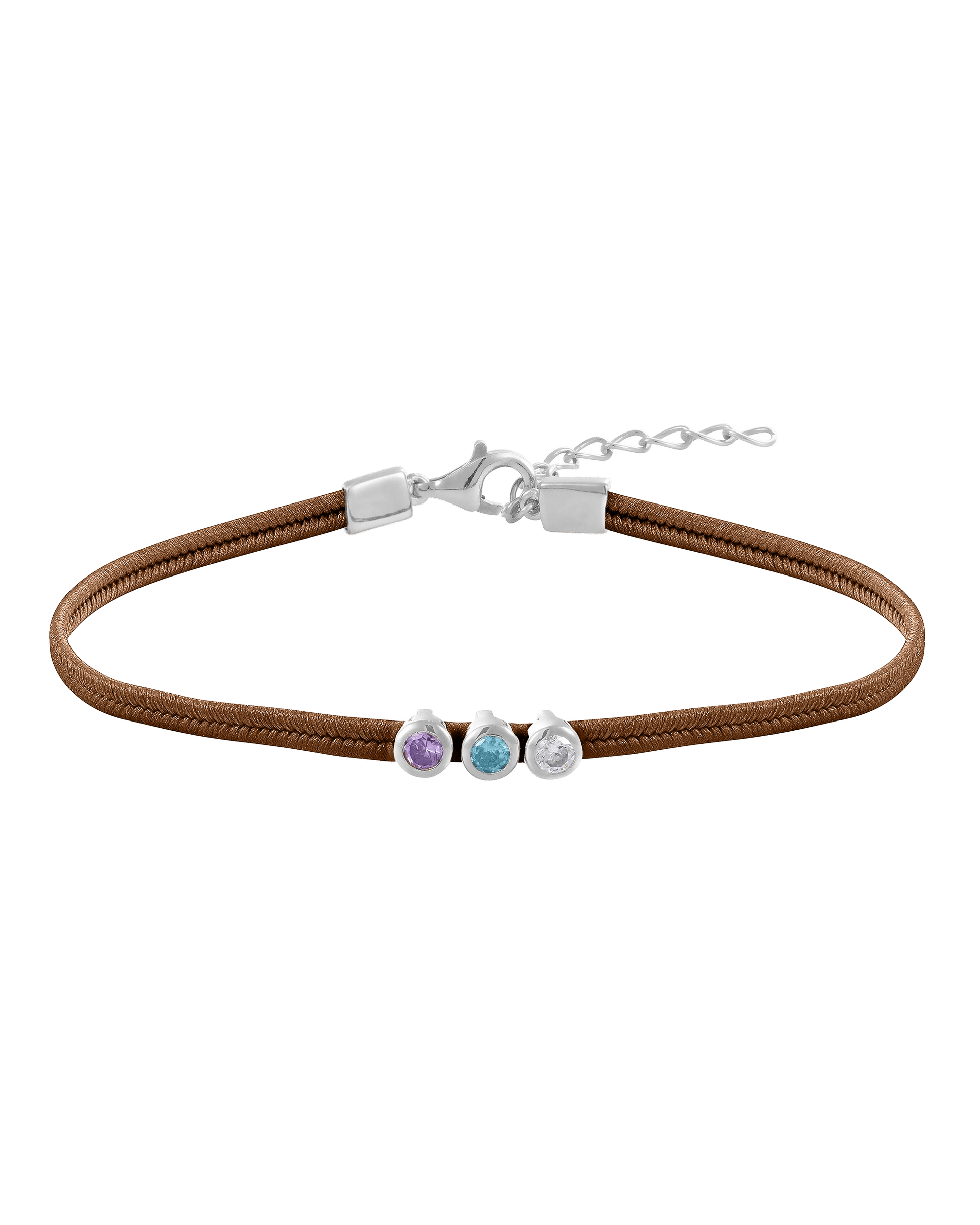 The Birthstone Cord - 925 Sterling Silver Bracelets magal-dev 1 Birthstone Beige
