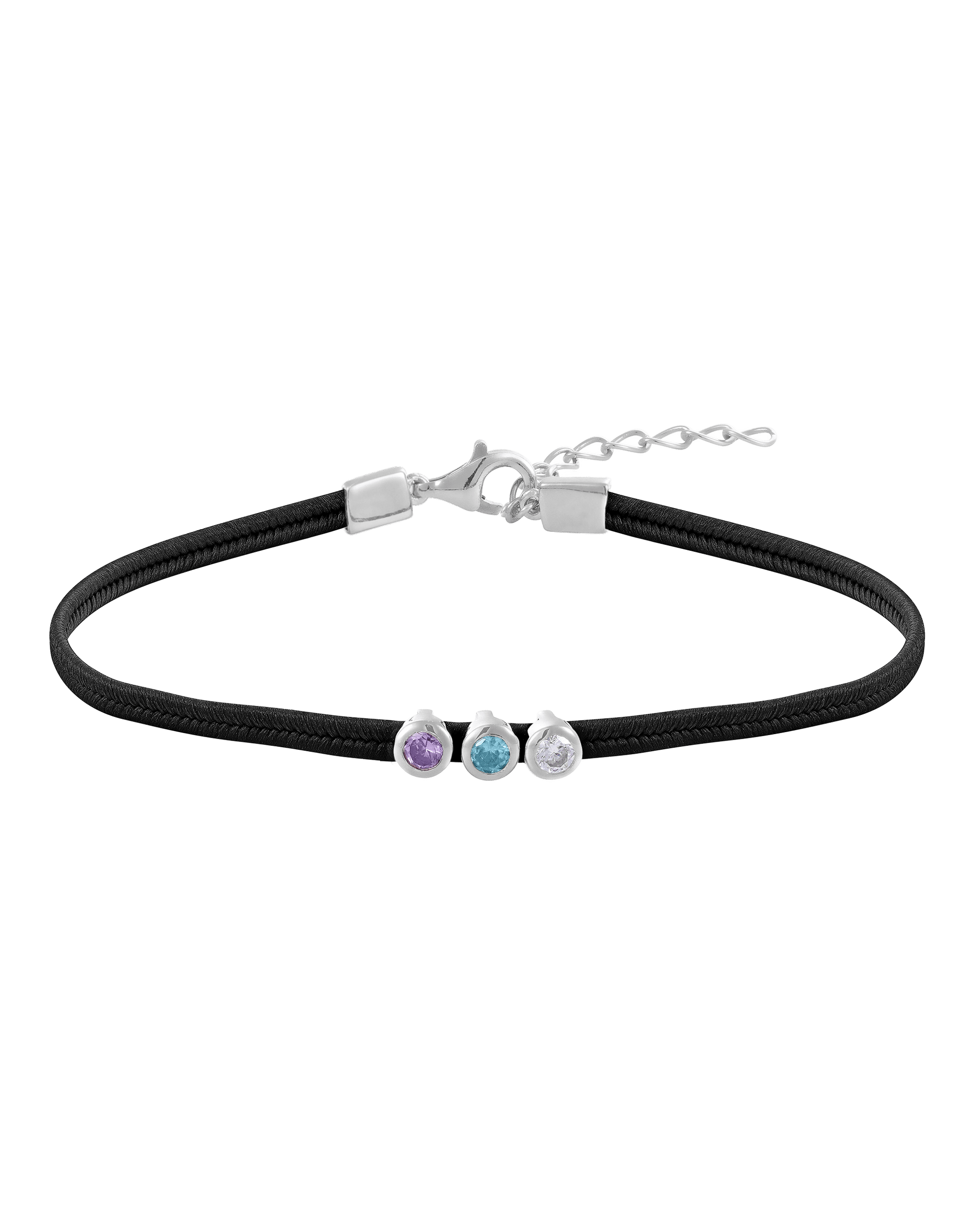 The Birthstone Cord - 925 Sterling Silver Bracelets magal-dev 1 Birthstone Black