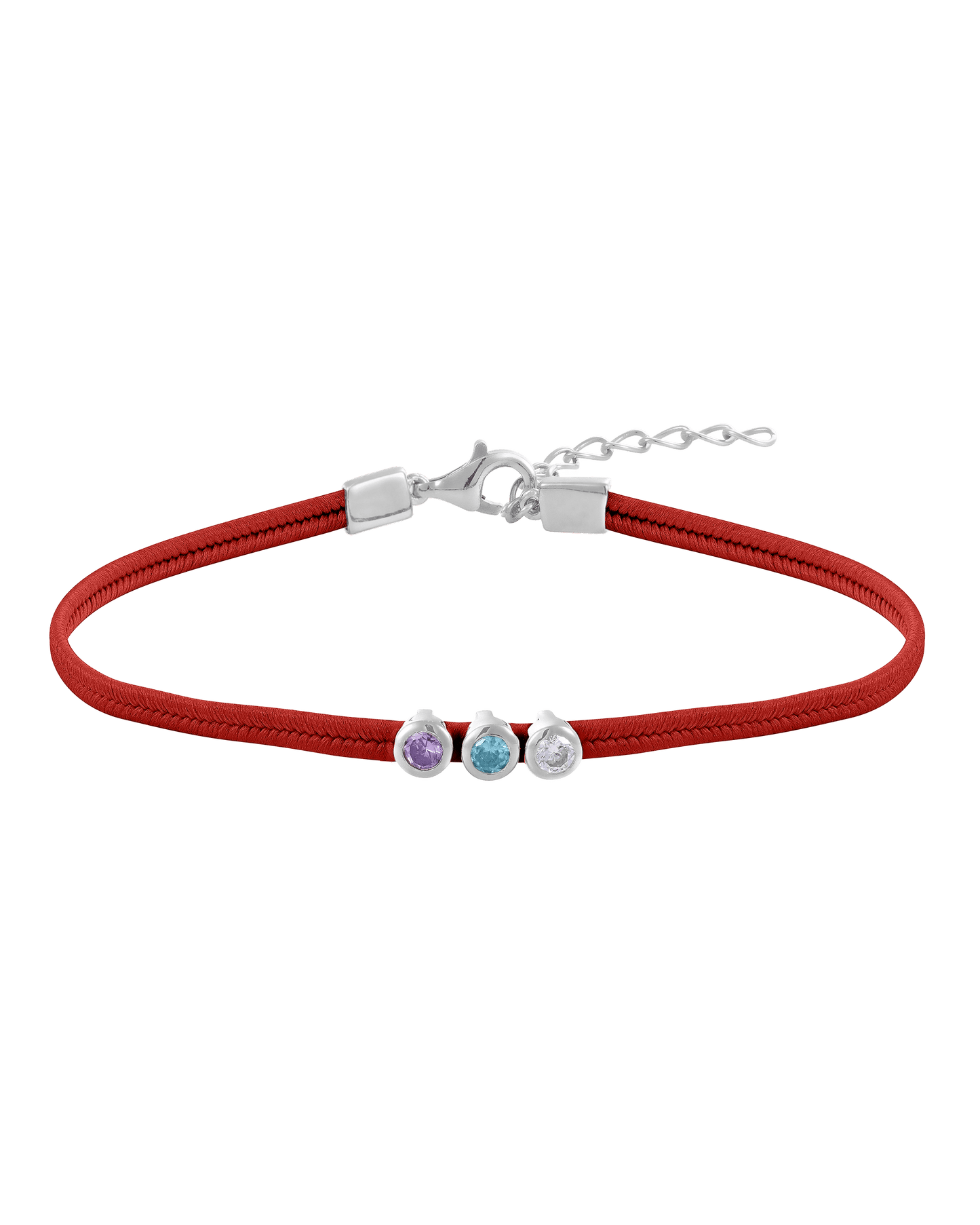 The Birthstone Cord - 925 Sterling Silver Bracelets magal-dev 2 Birthstones Red