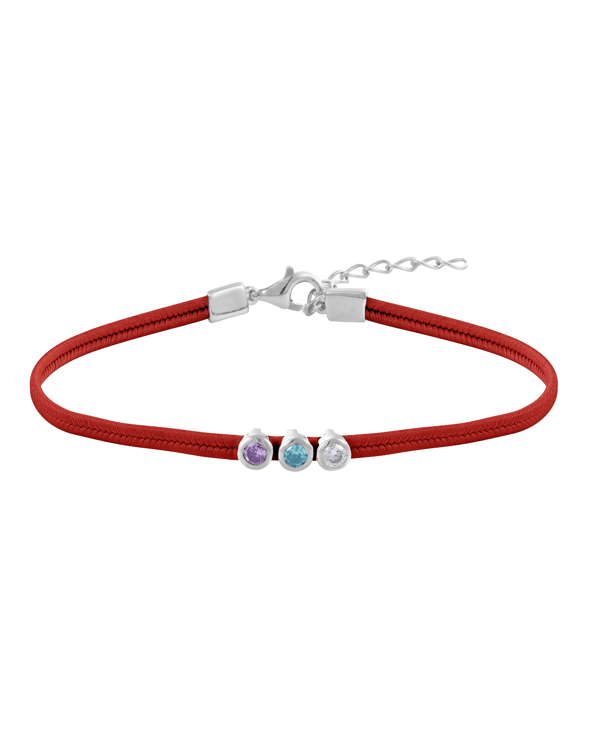The Birthstone Cord - 925 Sterling Silver Bracelets magal-dev 2 Birthstones Red