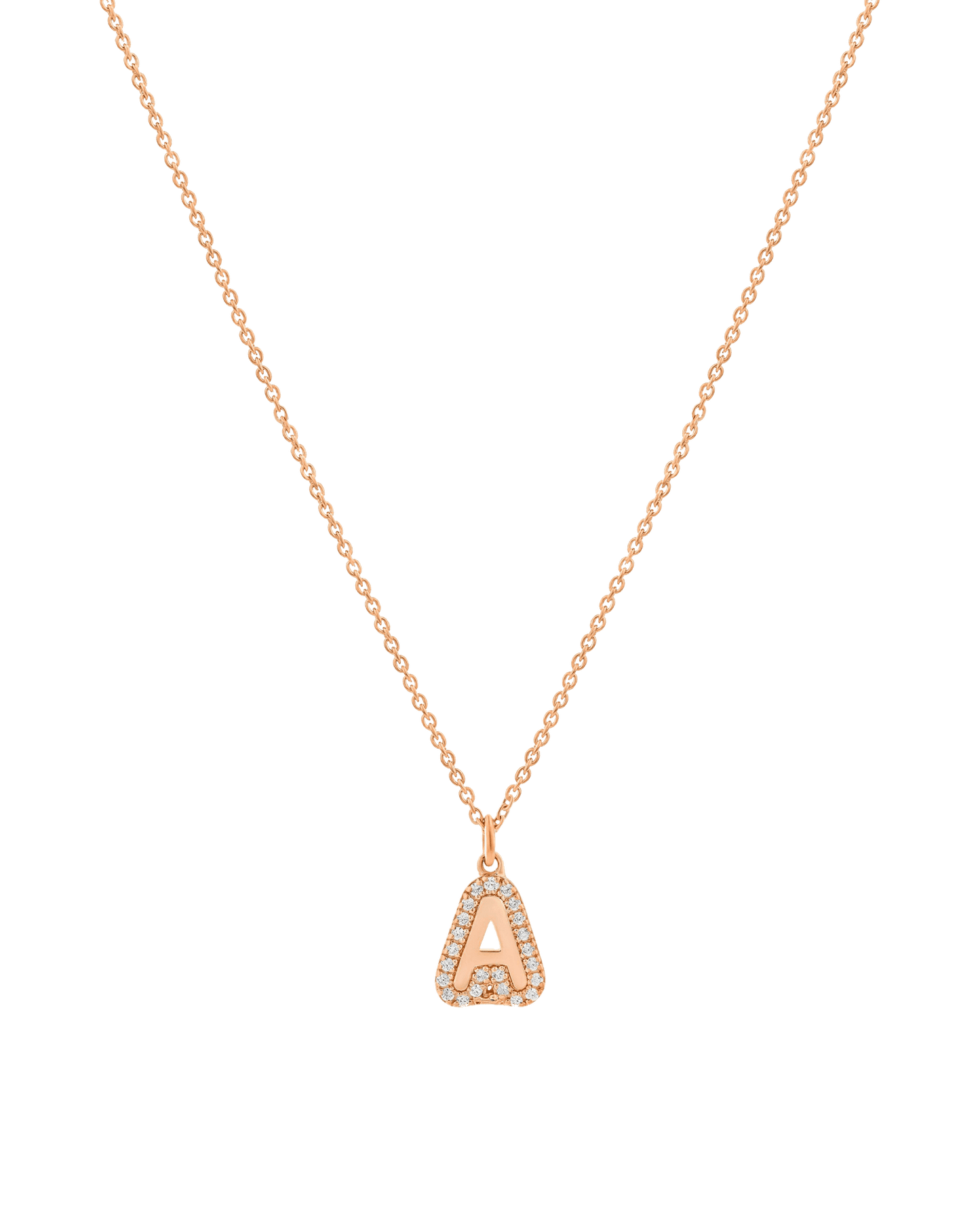 Bubble Initial Necklace - 18K Rose Vermeil Necklaces magal-dev 16"