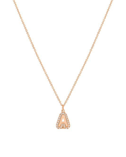 Bubble Initial Necklace - 18K Rose Vermeil Necklaces magal-dev 16"