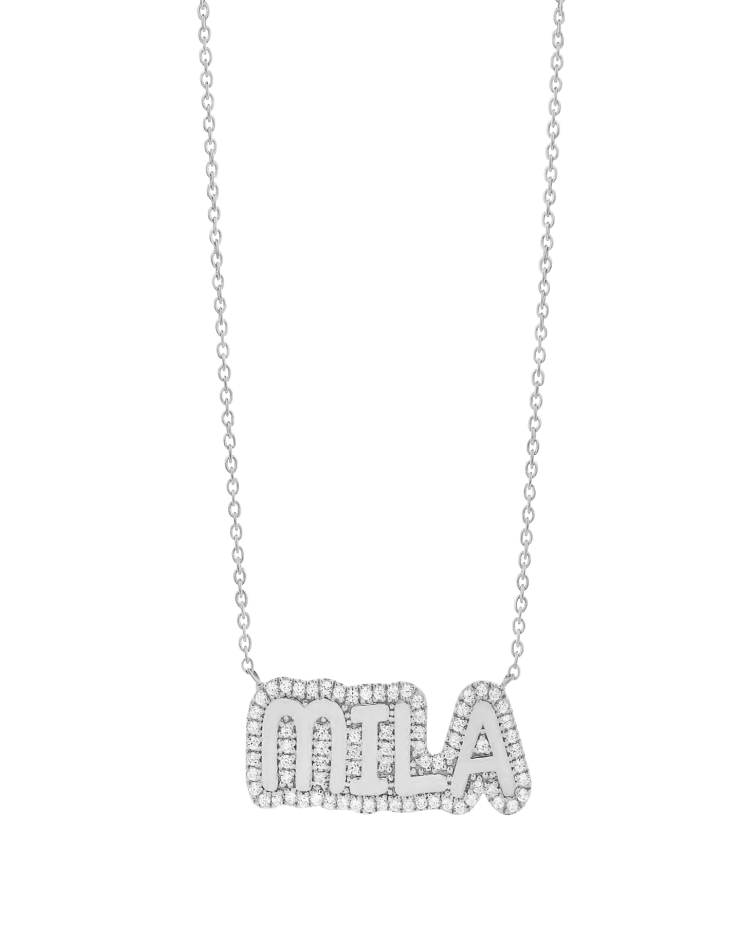 Bubble Nameplate - 925 Sterling Silver Necklaces magal-dev 14"
