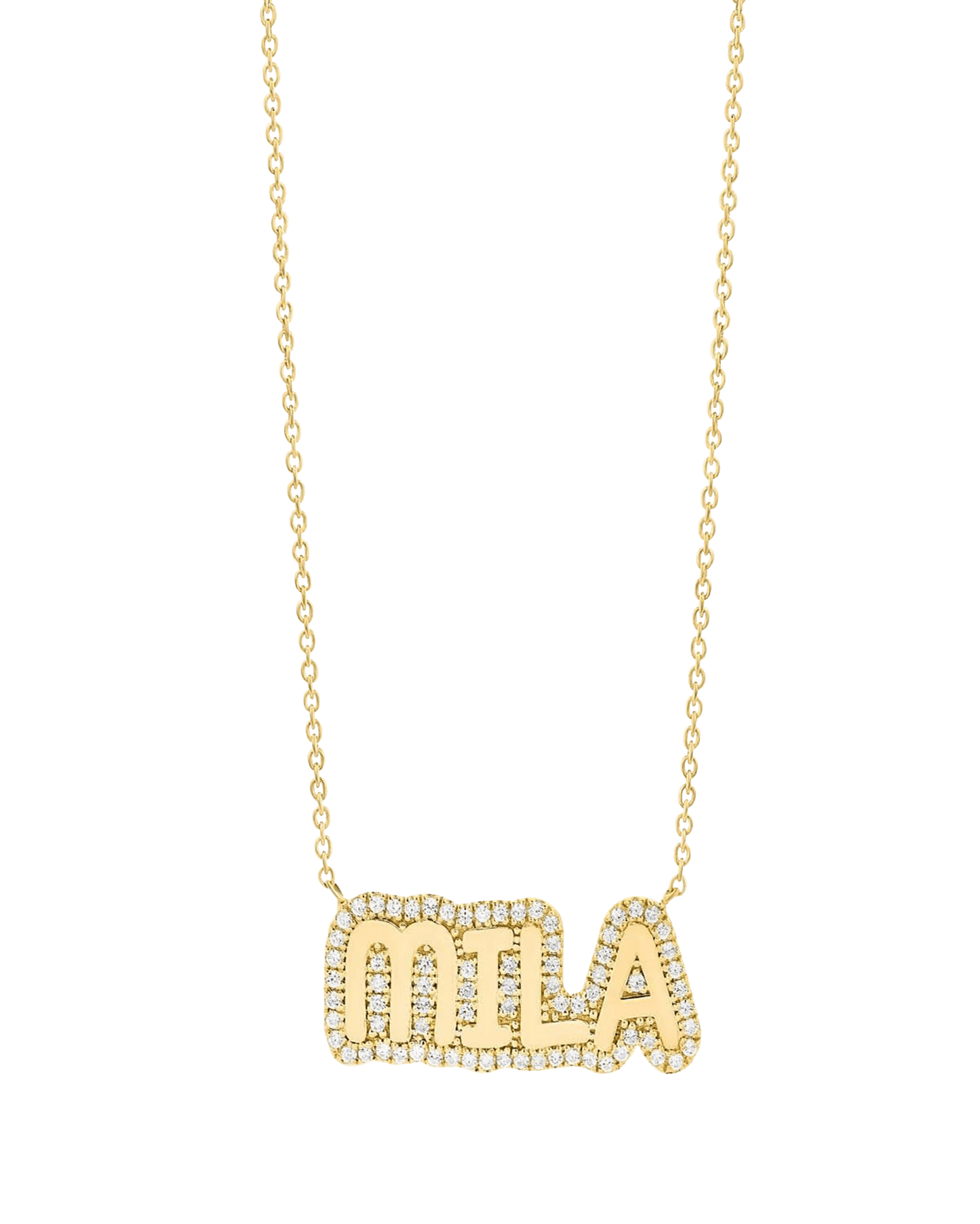 Bubble Nameplate - 925 Sterling Silver Necklaces magal-dev