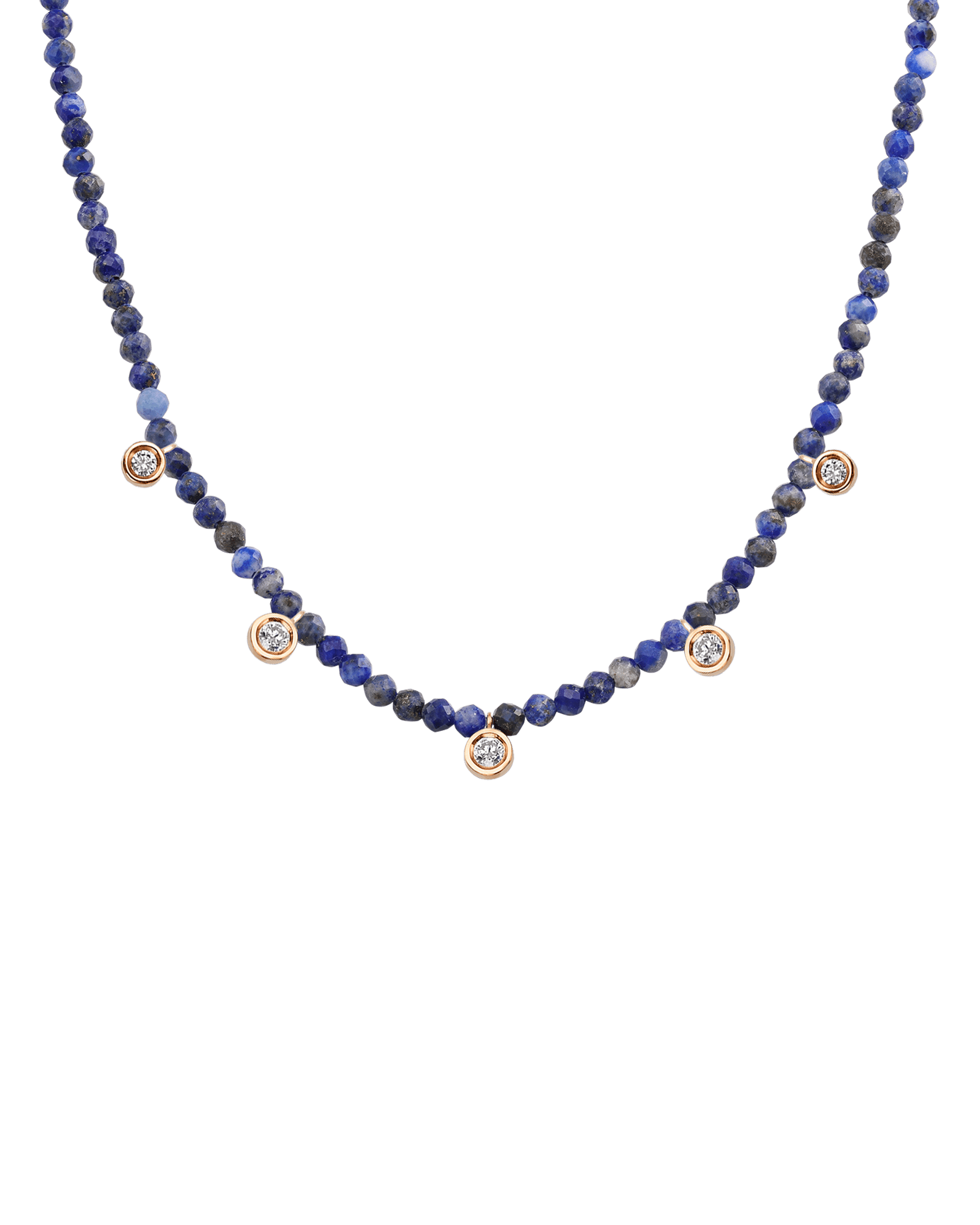 Purple Amethyst Gemstone & Five diamonds Necklace - 14K Yellow Gold Necklaces magal-dev