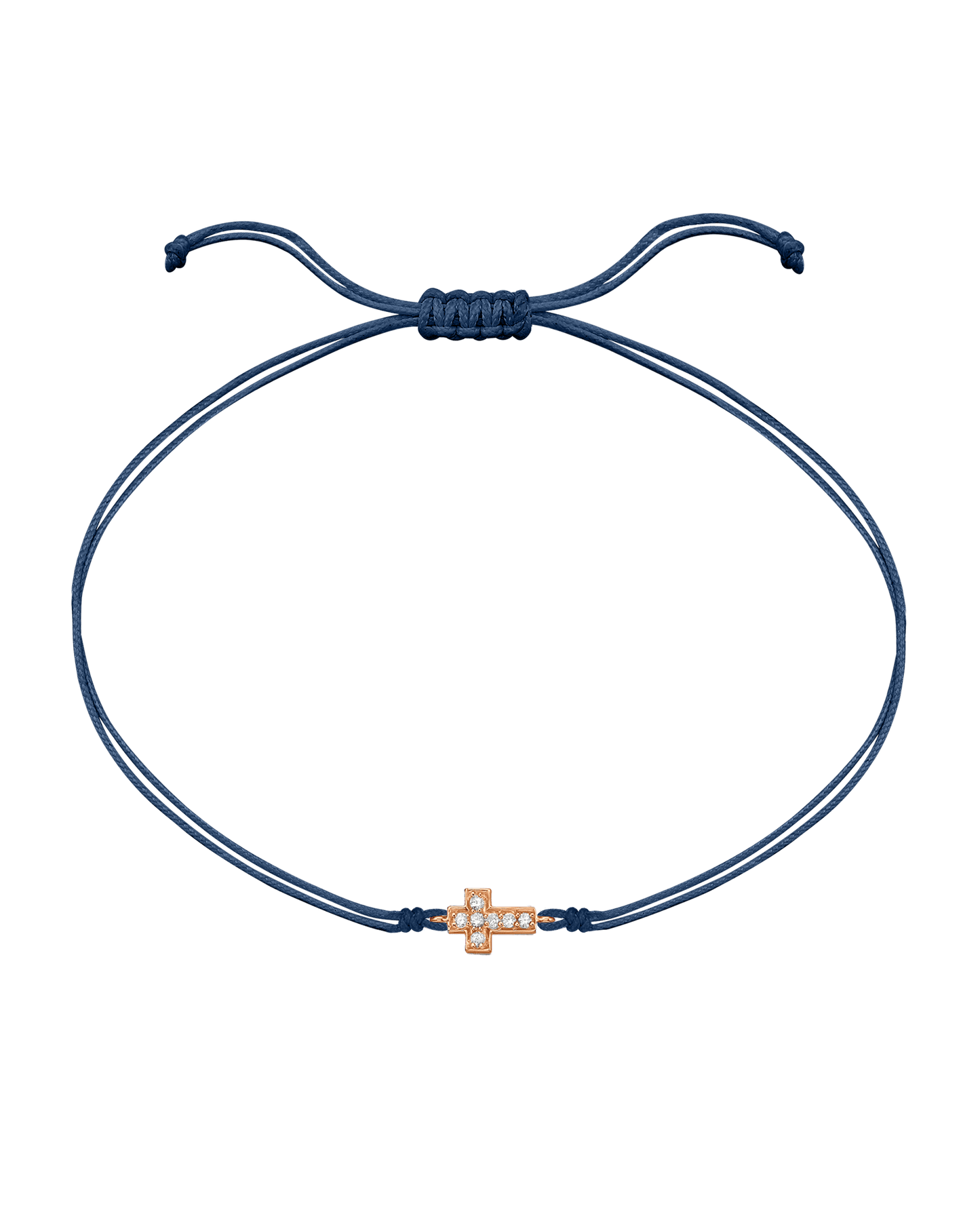 Cross Diamond String Of Love - 14K Rose Gold Bracelets 14K Solid Gold Indigo