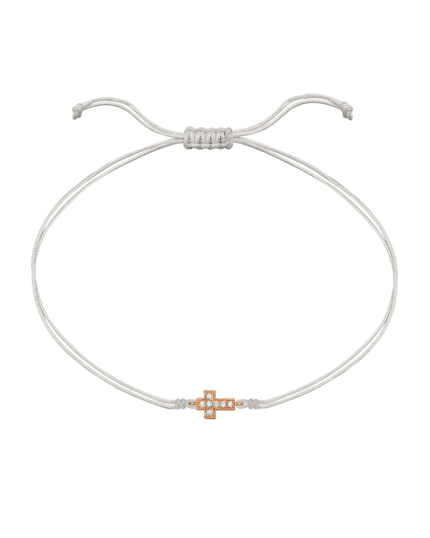 Cross Diamond String Of Love - 14K Rose Gold Bracelets 14K Solid Gold Pearl