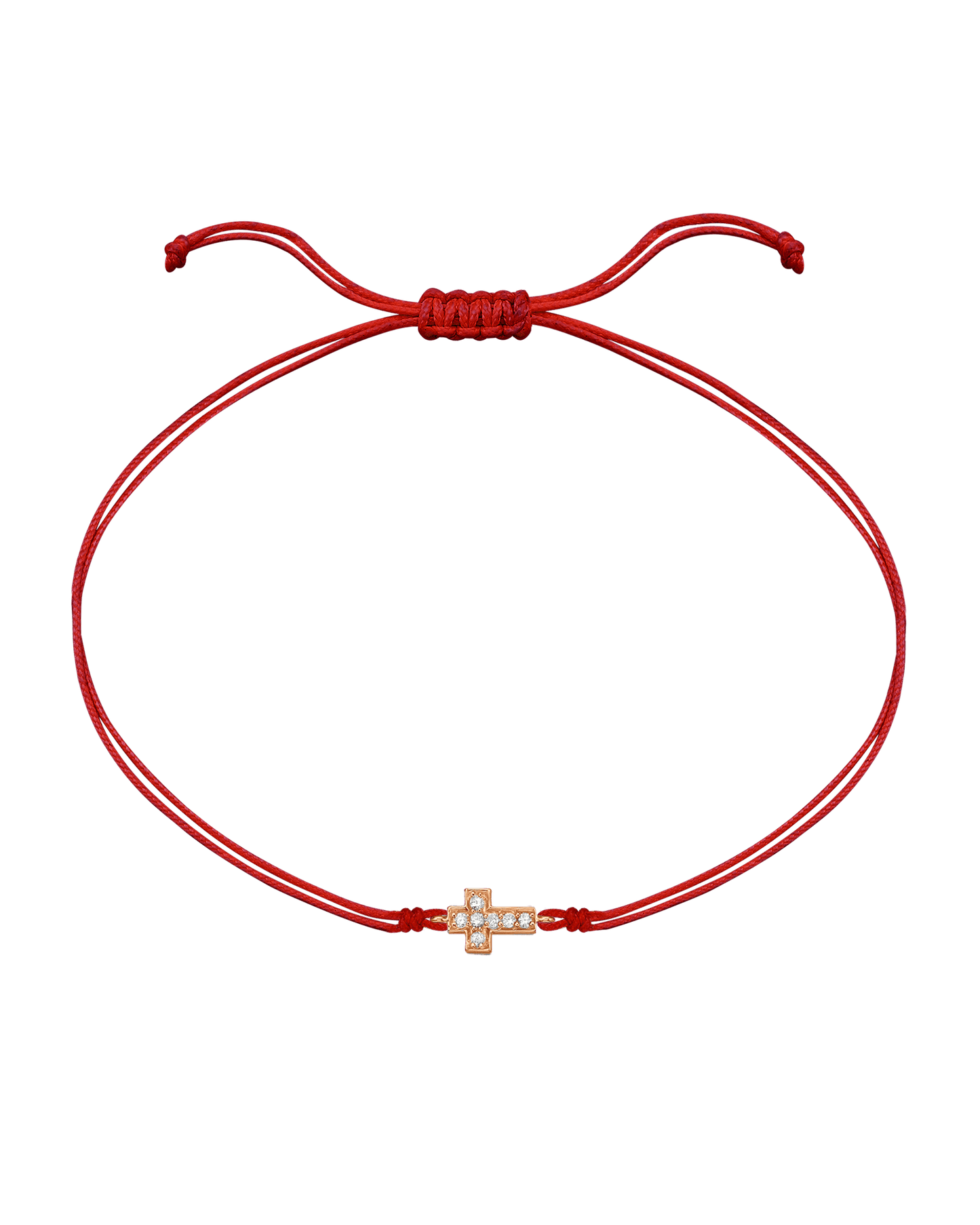 Cross Diamond String Of Love - 14K Rose Gold Bracelets 14K Solid Gold Red