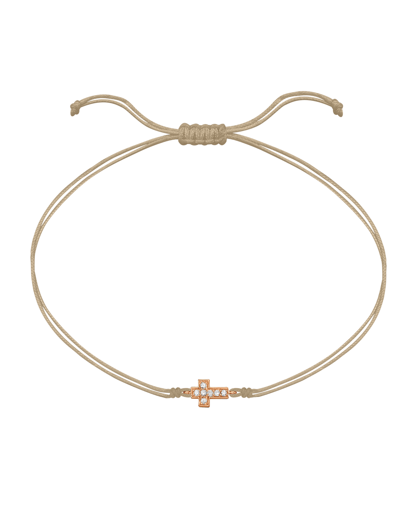 Cross Diamond String Of Love - 14K Rose Gold Bracelets 14K Solid Gold Beige