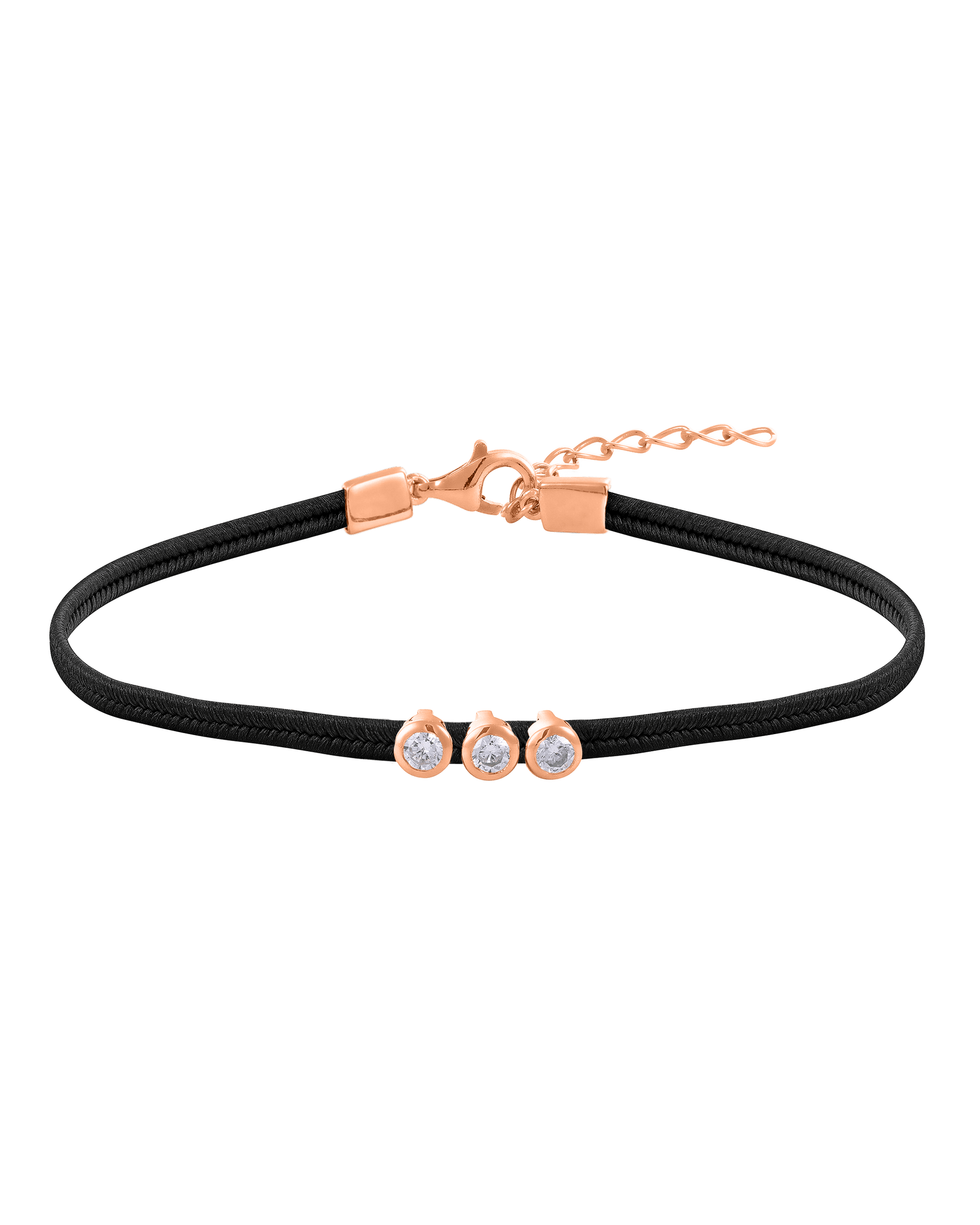 The Cord of Love - 18K Rose Vermeil Bracelets magal-dev 1 Diamond Black